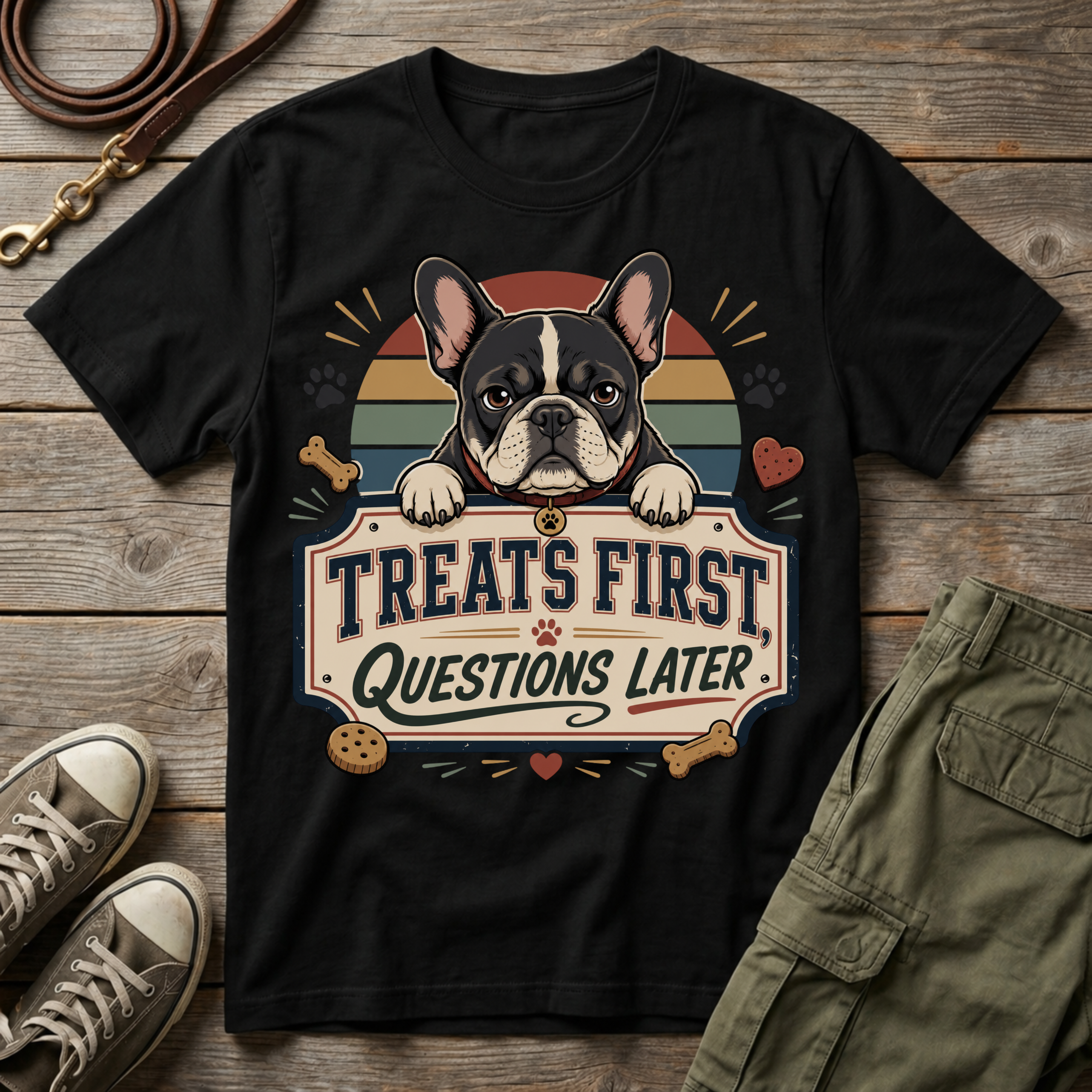 Frenchie: Treats First T-Shirt