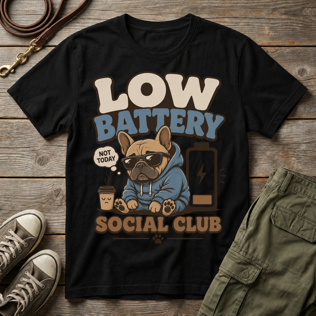 Frenchie Low Battery Social Club T-Shirt