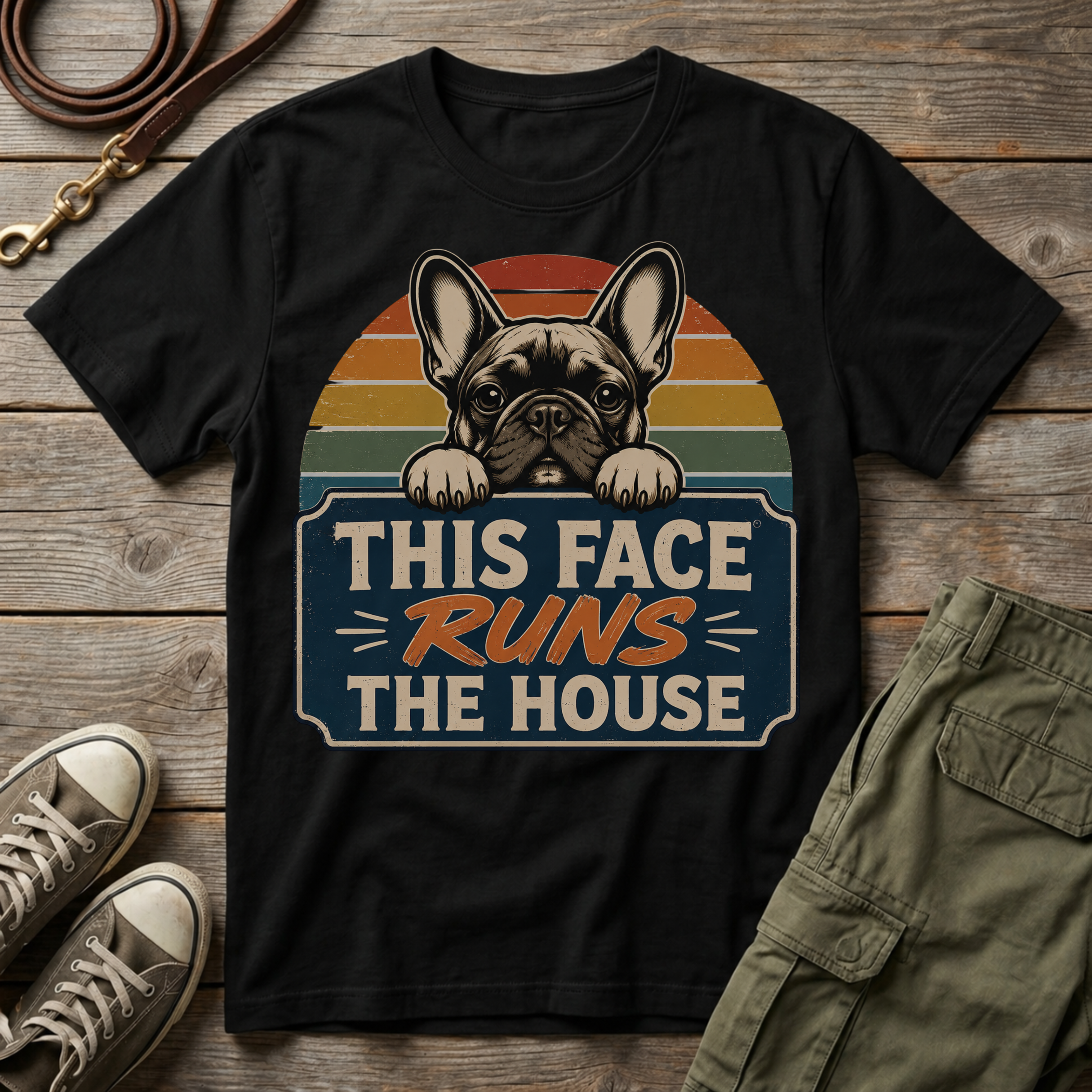 Sunset Frenchie Runs The House T-Shirt