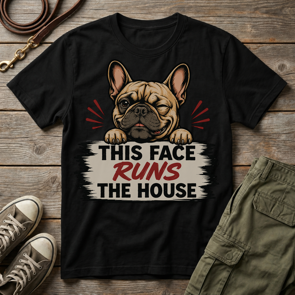 Frenchie Face Runs The House T-Shirt