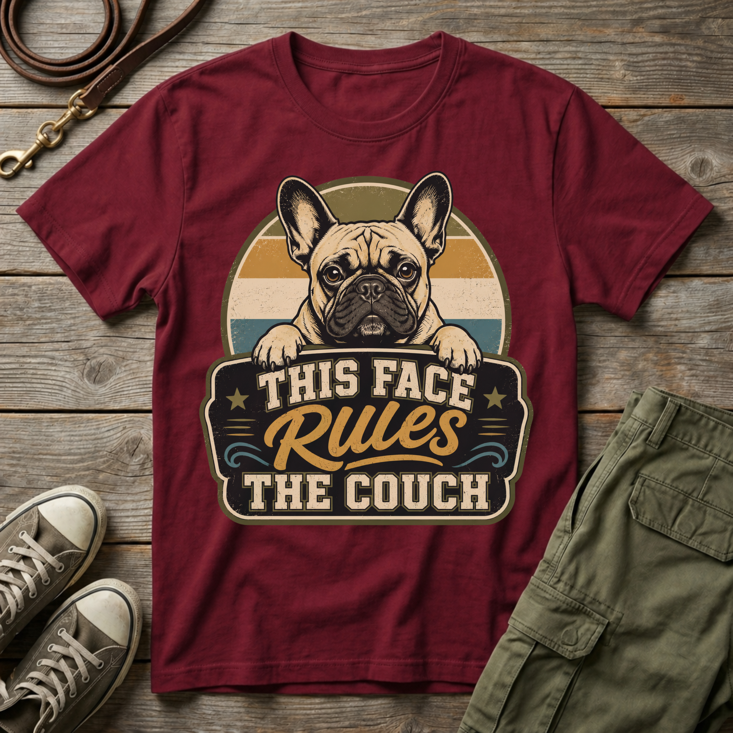 Frenchie Rules The Couch T-Shirt