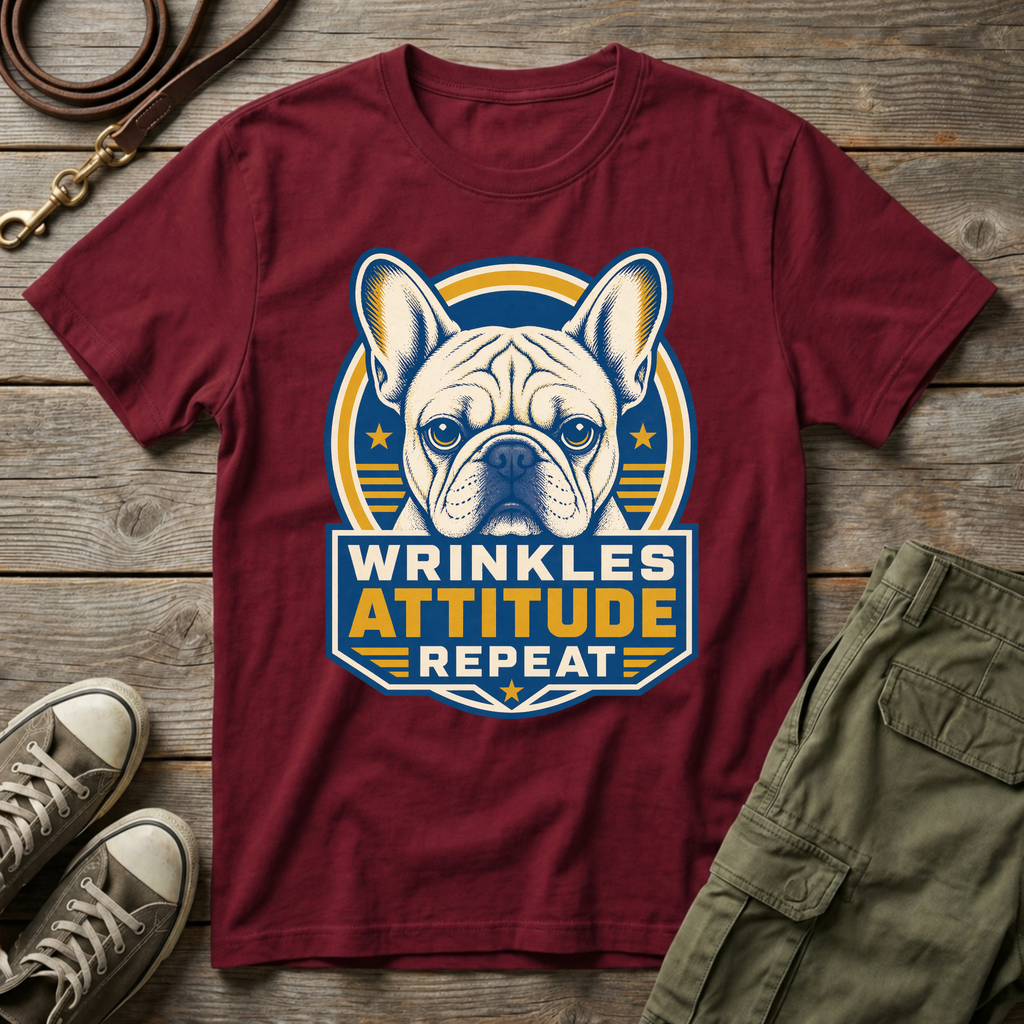 Frenchie Wrinkles Attitude T-Shirt