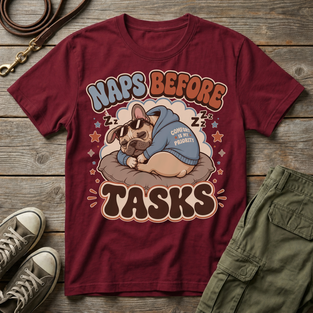 Frenchie Naps Before Tasks T-Shirt