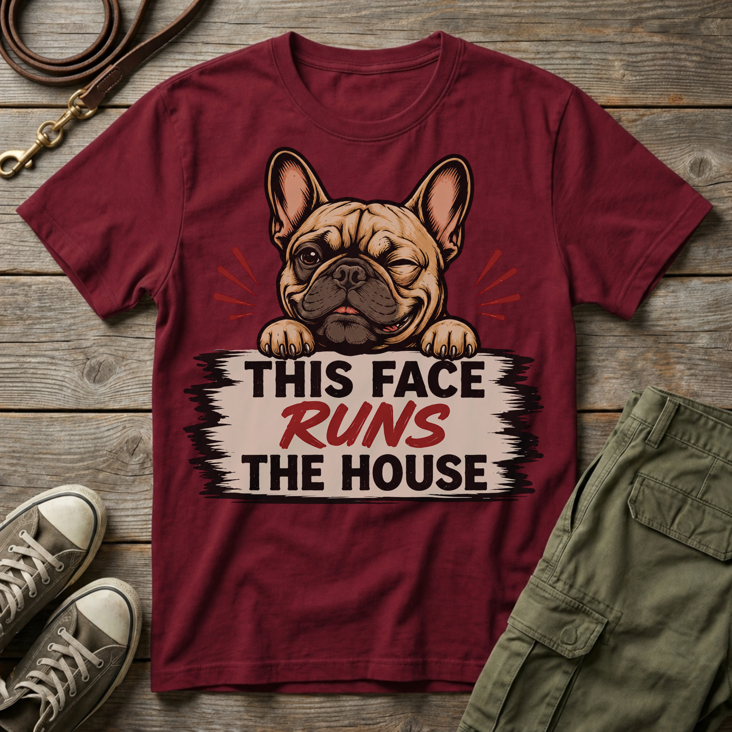 Frenchie Face Runs The House T-Shirt