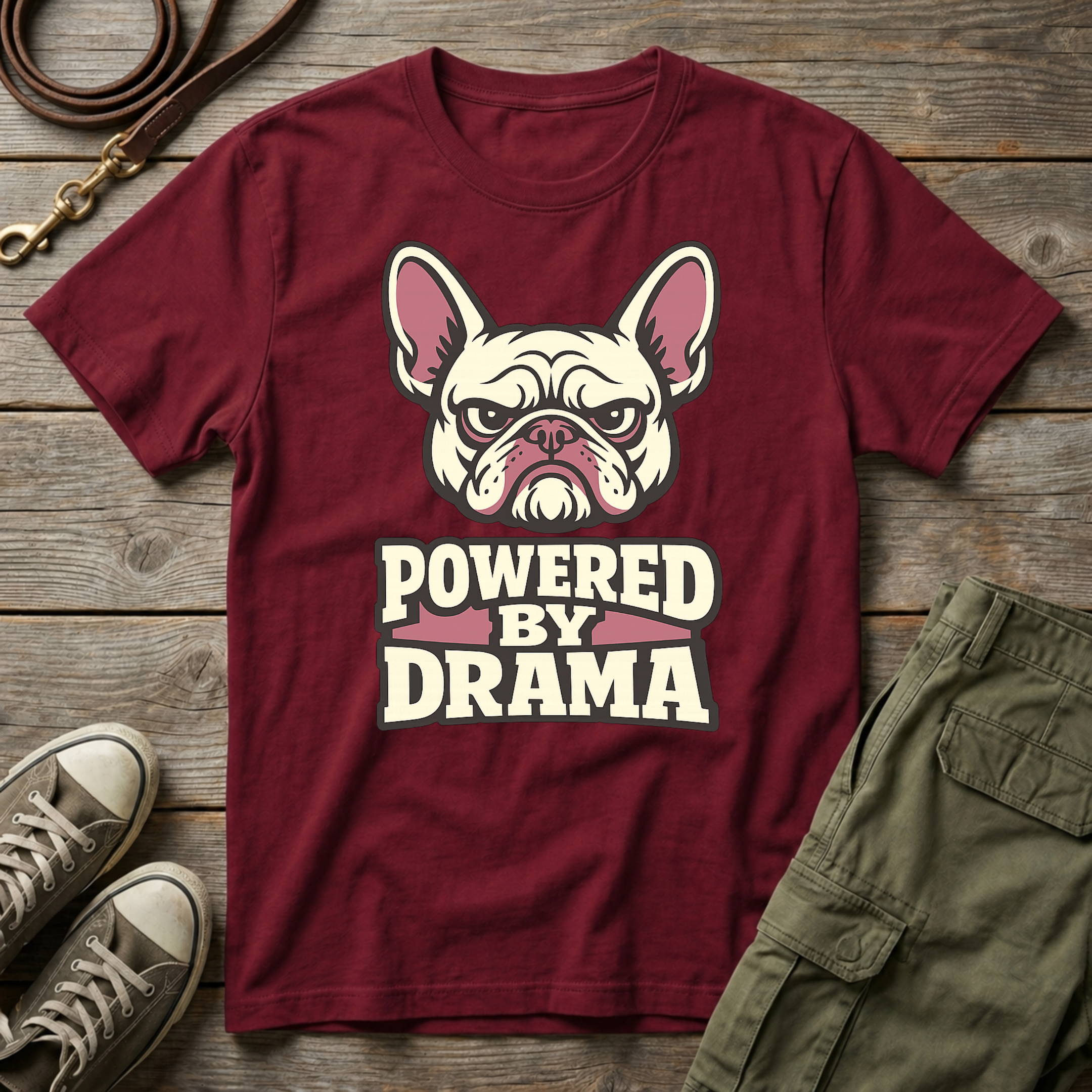 Frenchie Powered By Drama T-Shirt