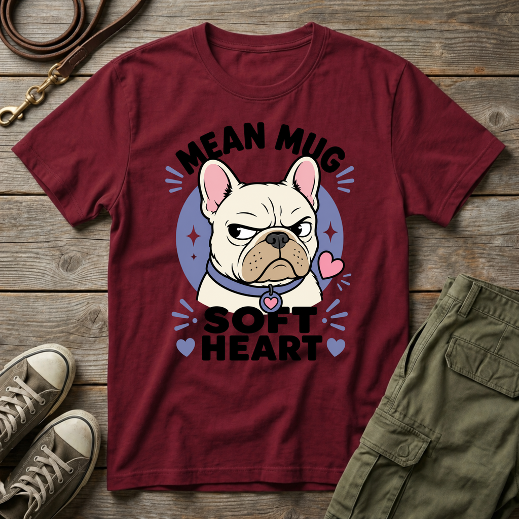 Frenchie Mean Mug Soft Heart T-Shirt