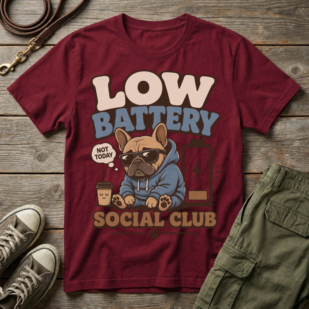 Frenchie Low Battery Social Club T-Shirt