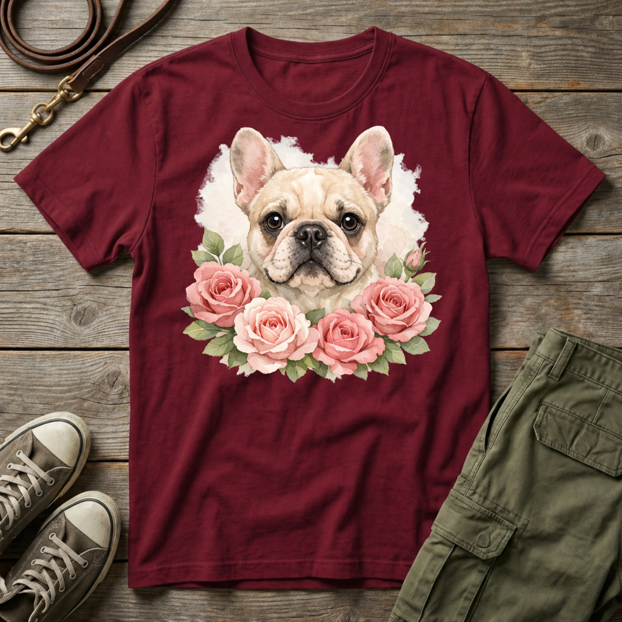 Frenchie Roses T-Shirt