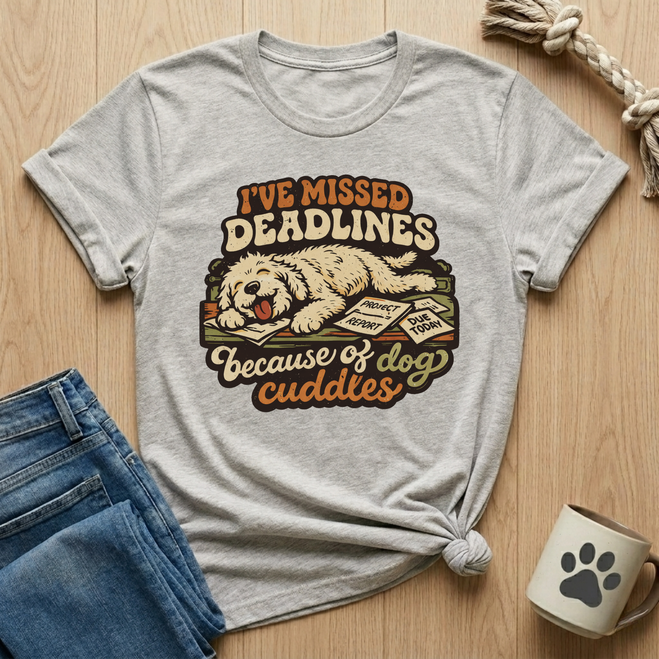 Missed Deadlines - Dog Cuddles  T-Shirt