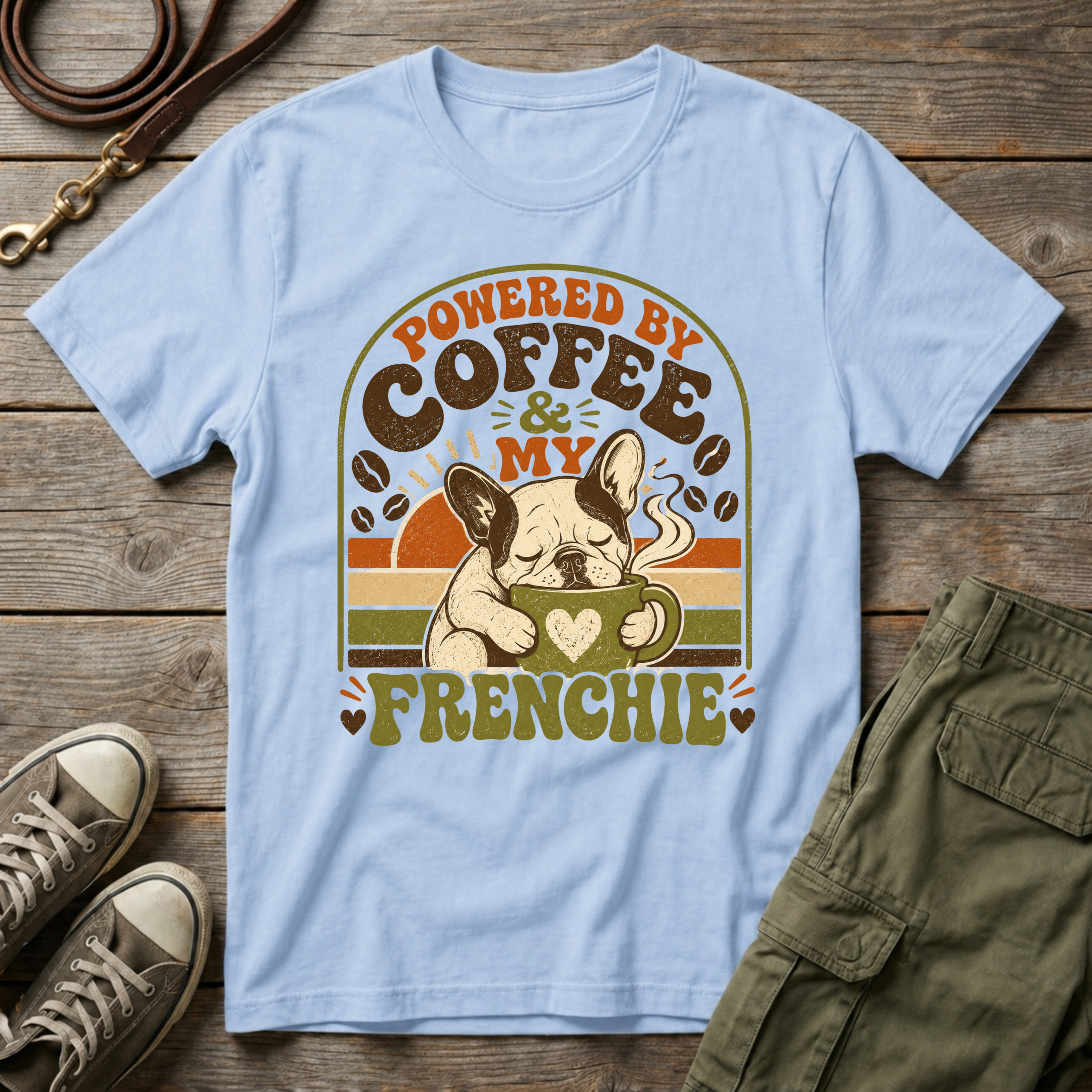 Powered By Coffee & Frenchie T-Shirt