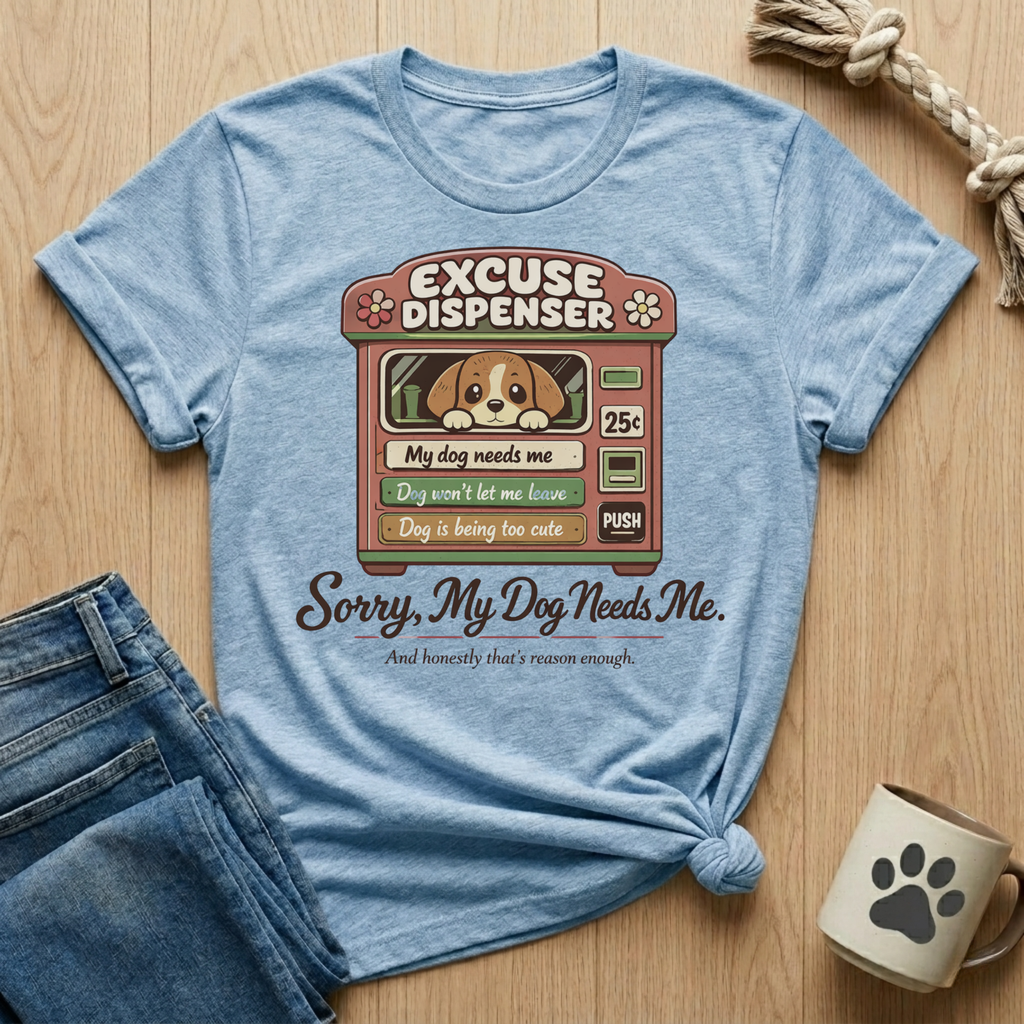 Excuse Dispenser - Sorry My Dog Needs Me T-Shirt