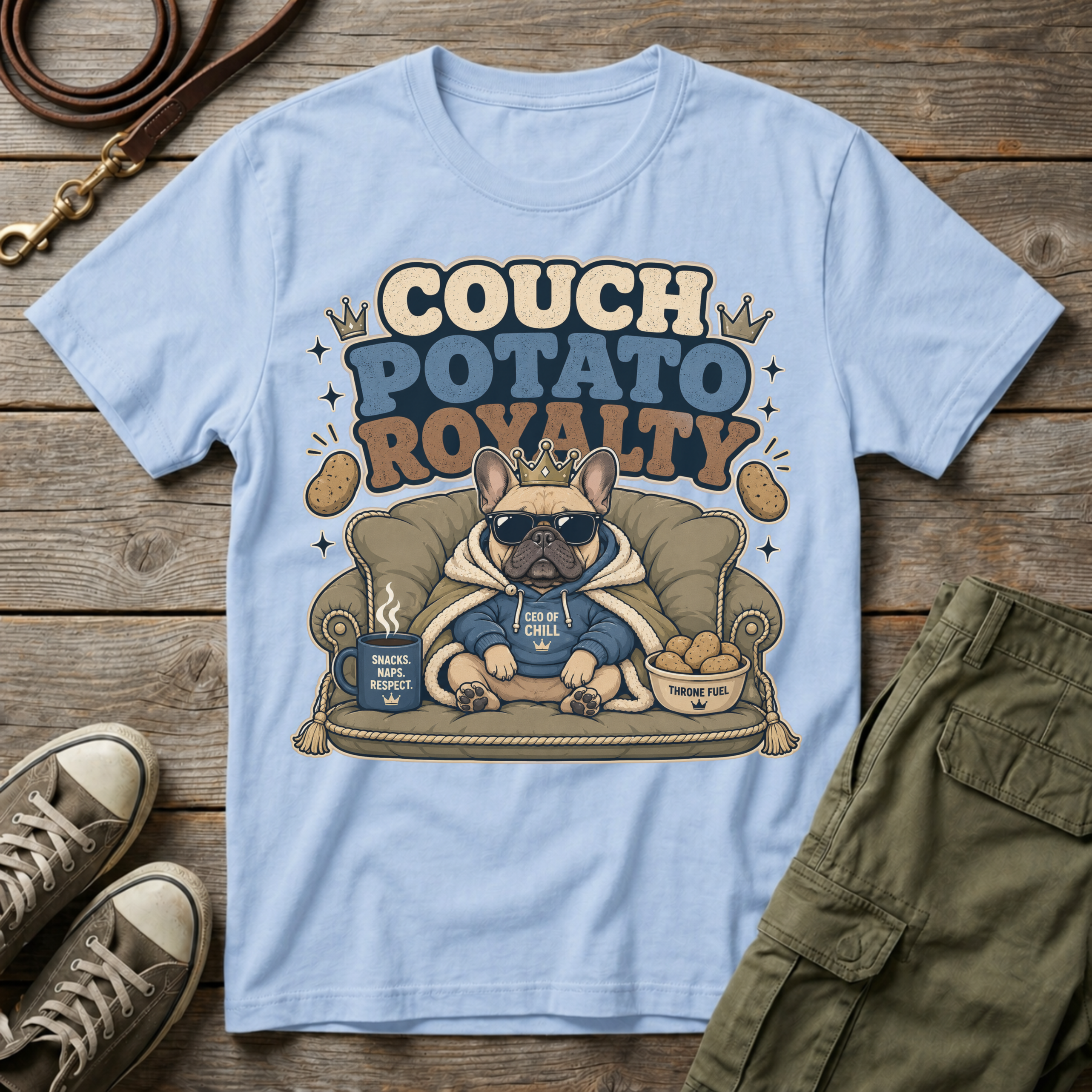 Frenchie Couch Potato Royalty T-Shirt