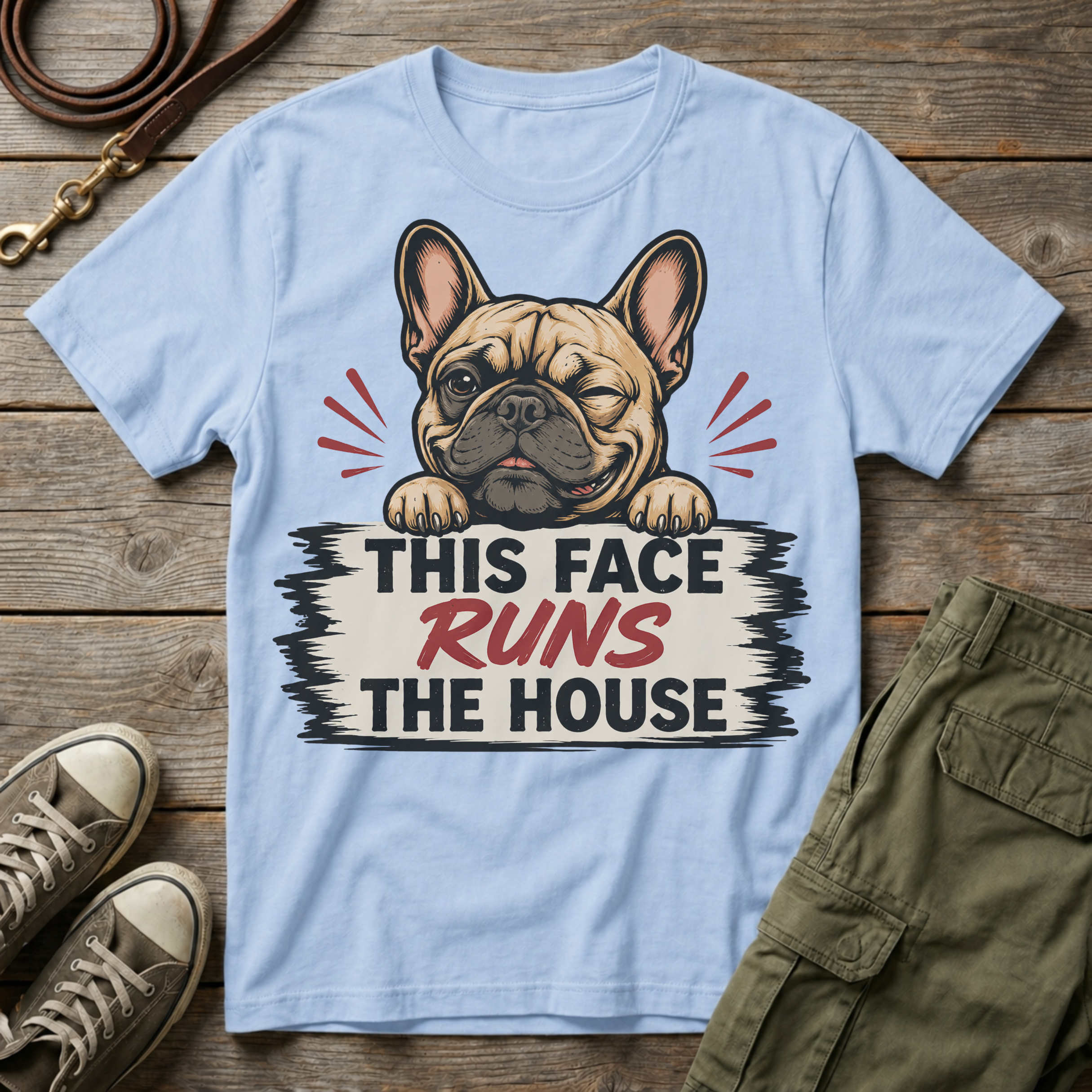 Frenchie Face Runs The House T-Shirt