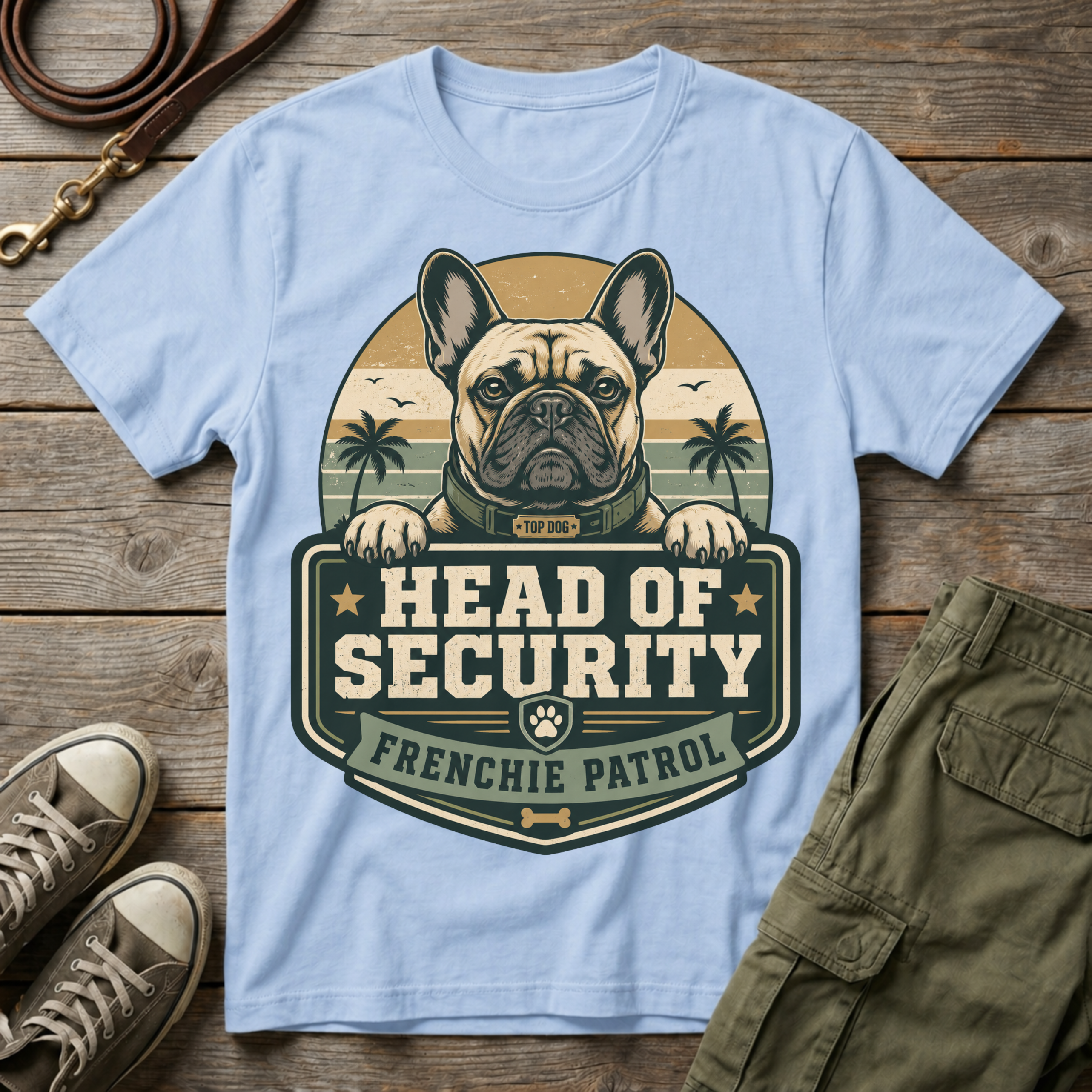 Frenchie Patrol Head Security T-Shirt