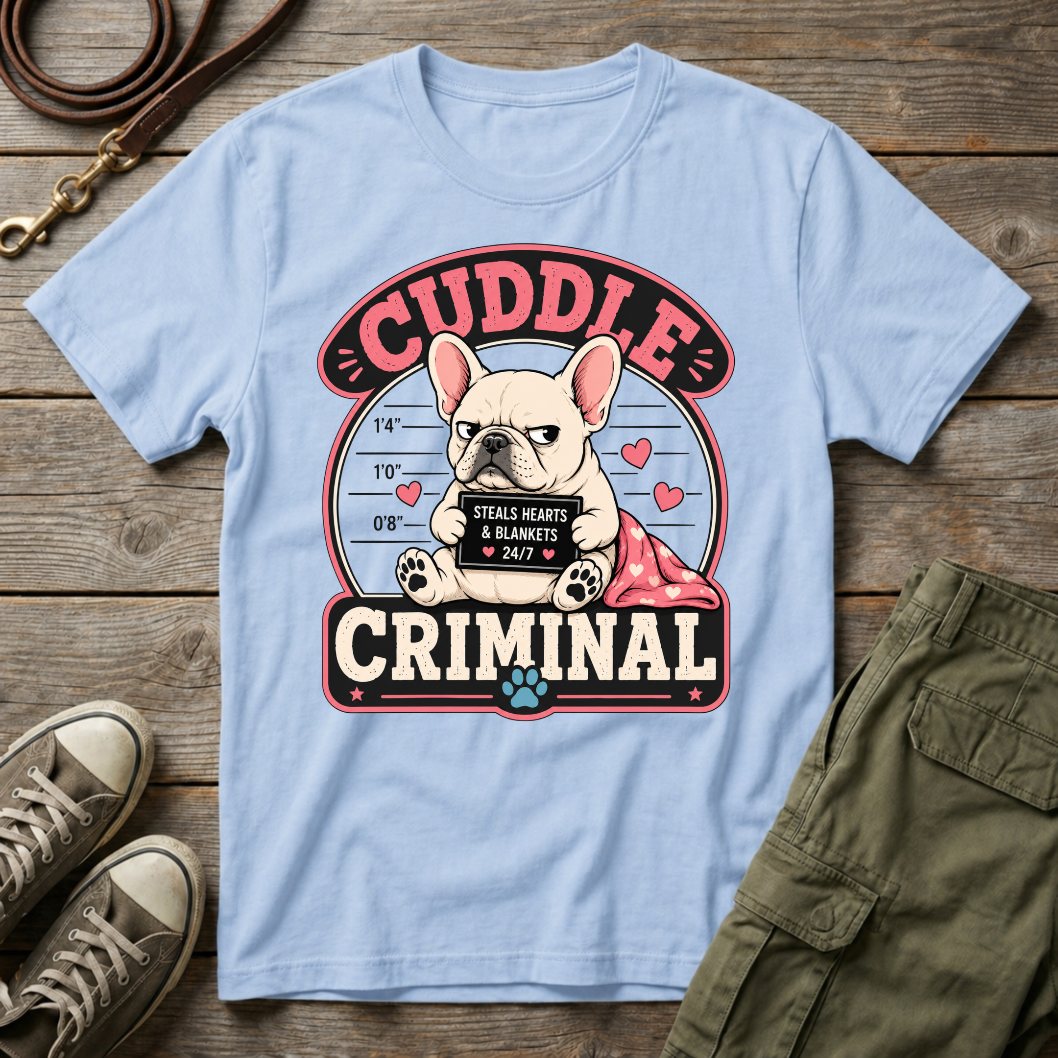 Frenchie Cuddle Criminal T-Shirt