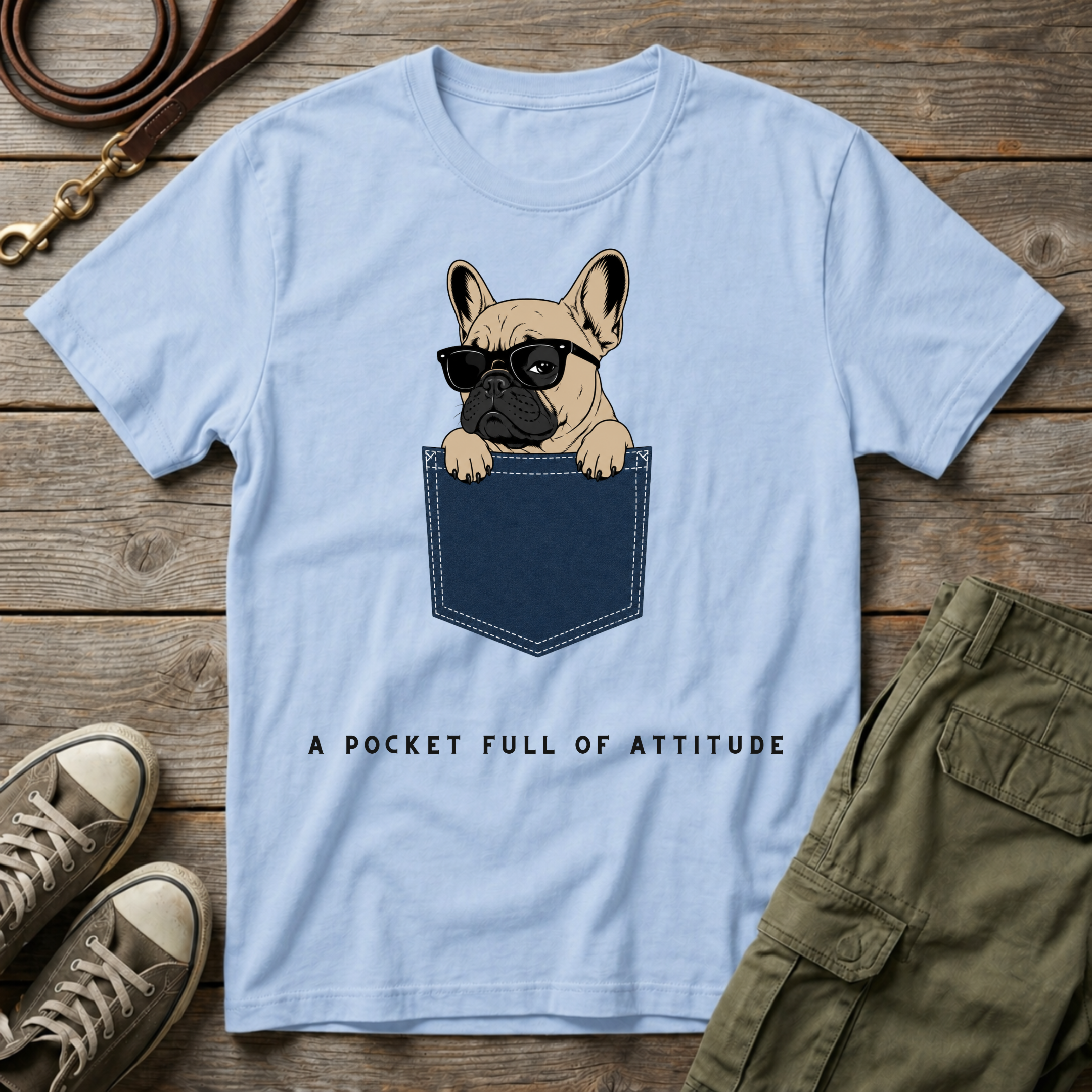 Frenchie Pocket Attitude T-Shirt