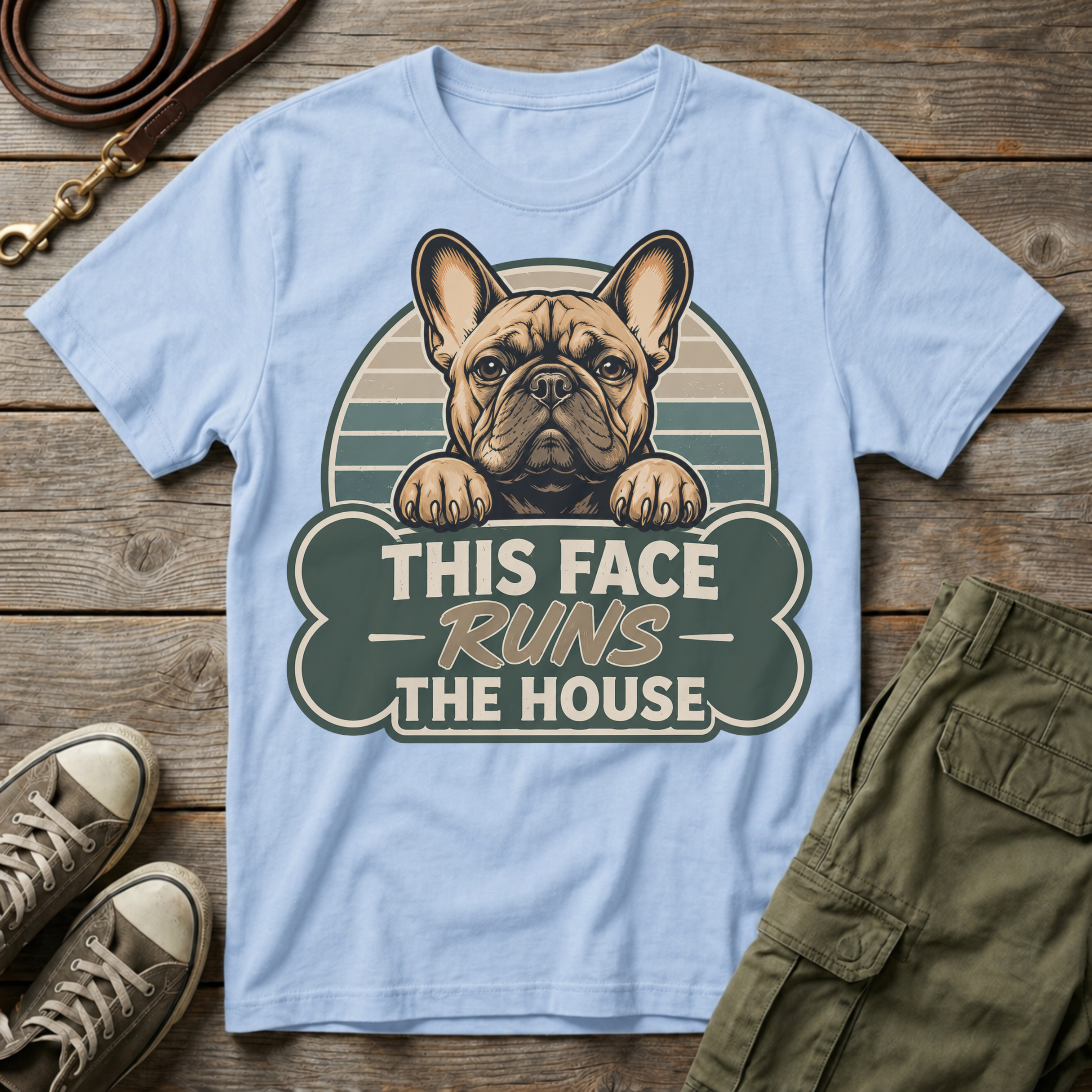 Frenchie Runs The House Sunset T-Shirt