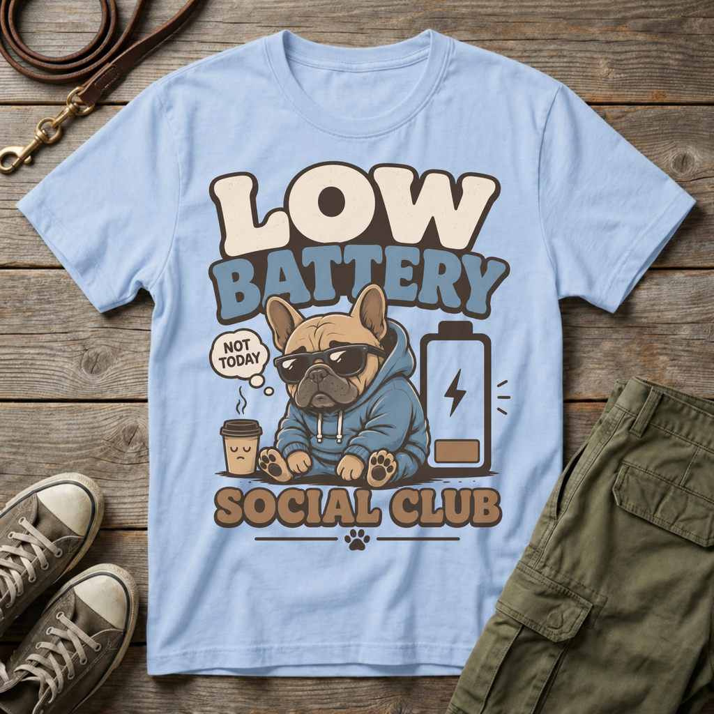 Frenchie Low Battery Social Club T-Shirt
