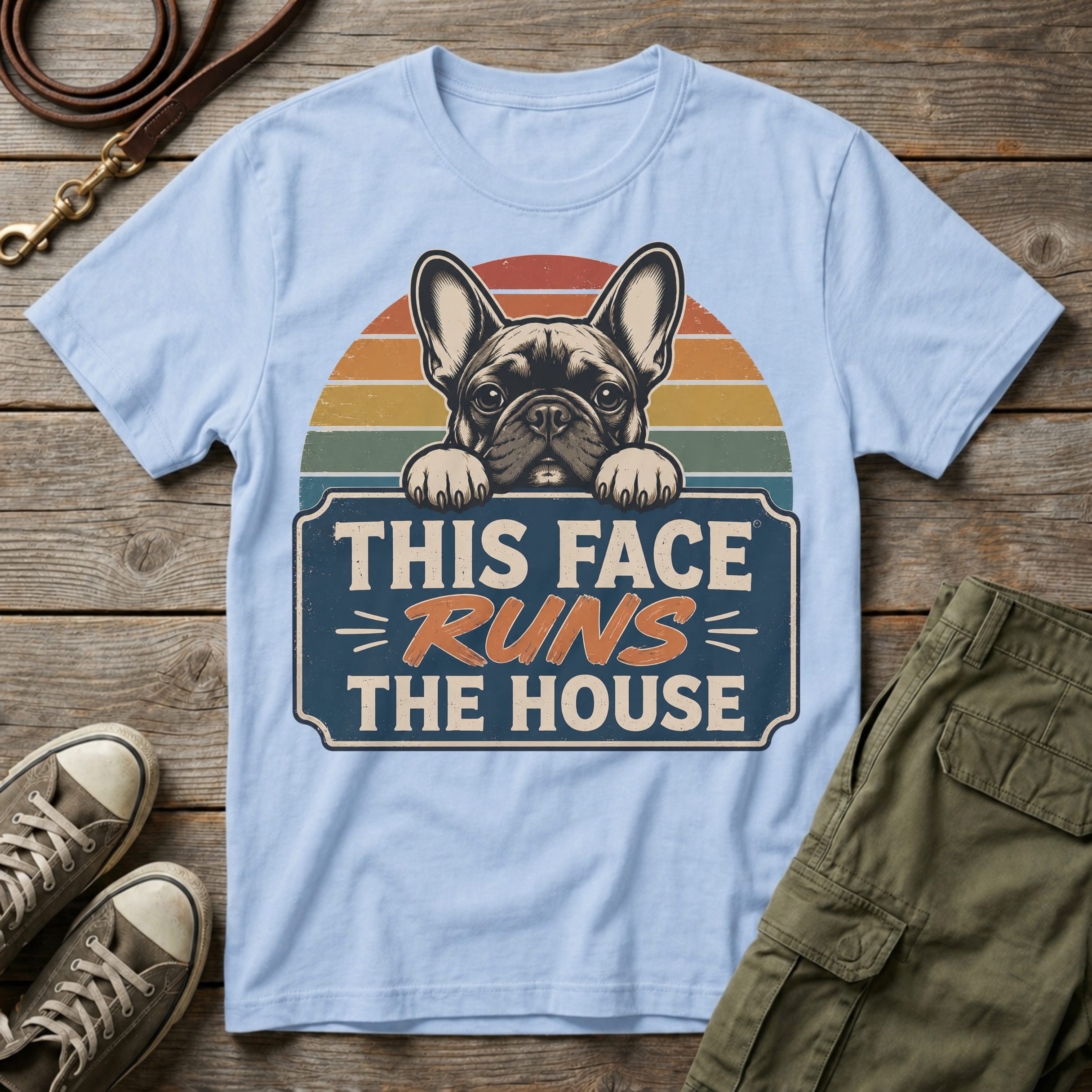 Sunset Frenchie Runs The House T-Shirt