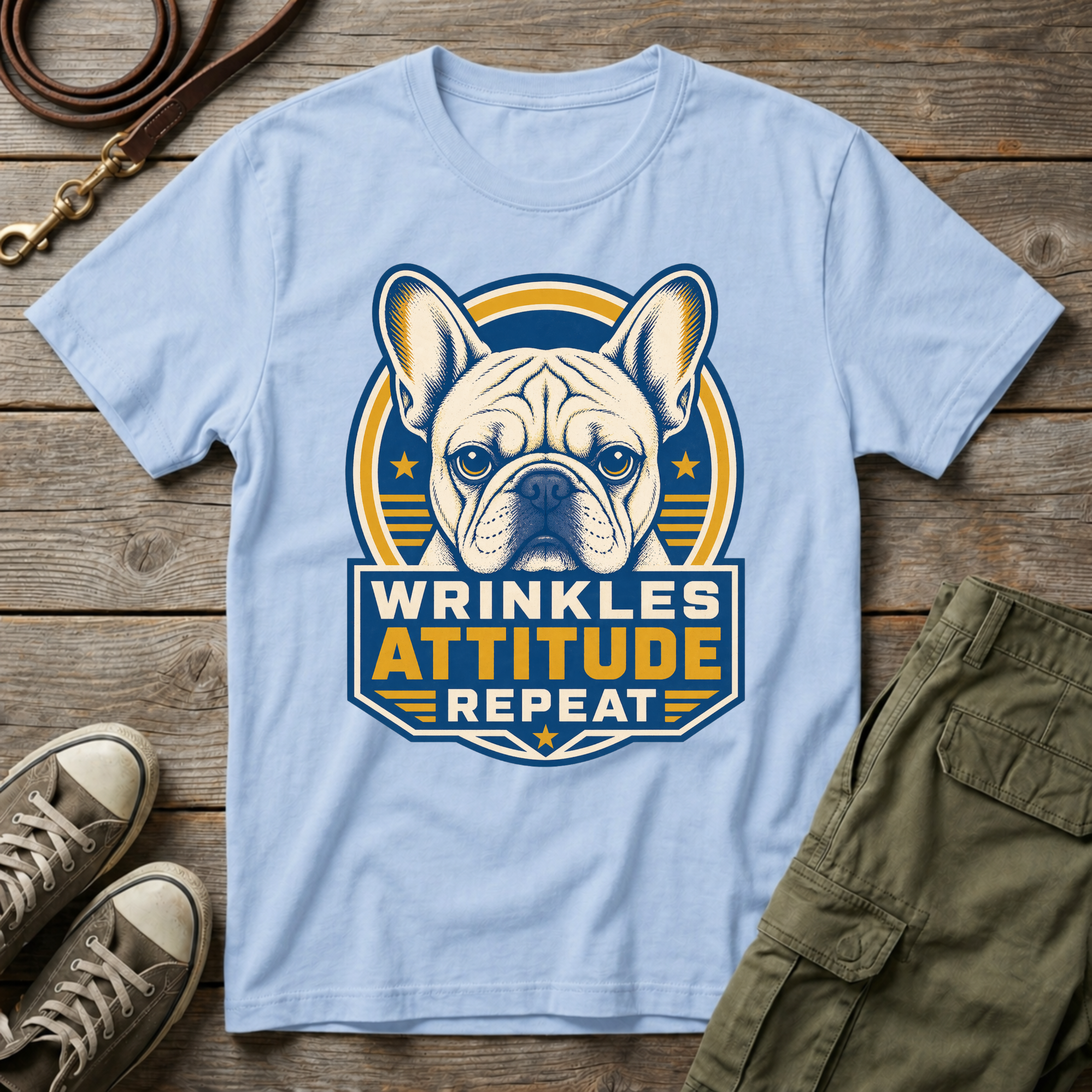 Frenchie Wrinkles Attitude T-Shirt