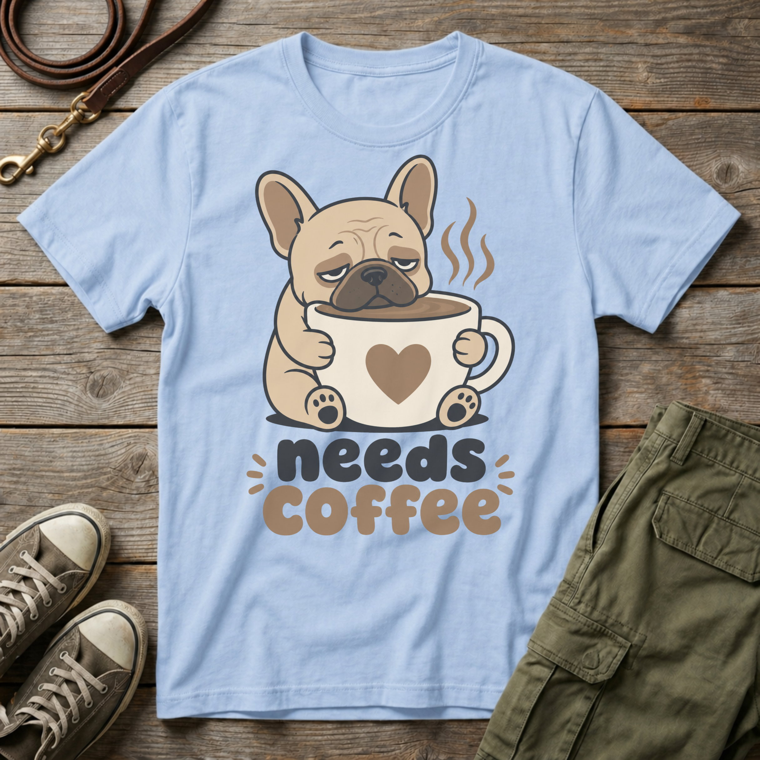 Frenchie Needs Coffee T-Shirt