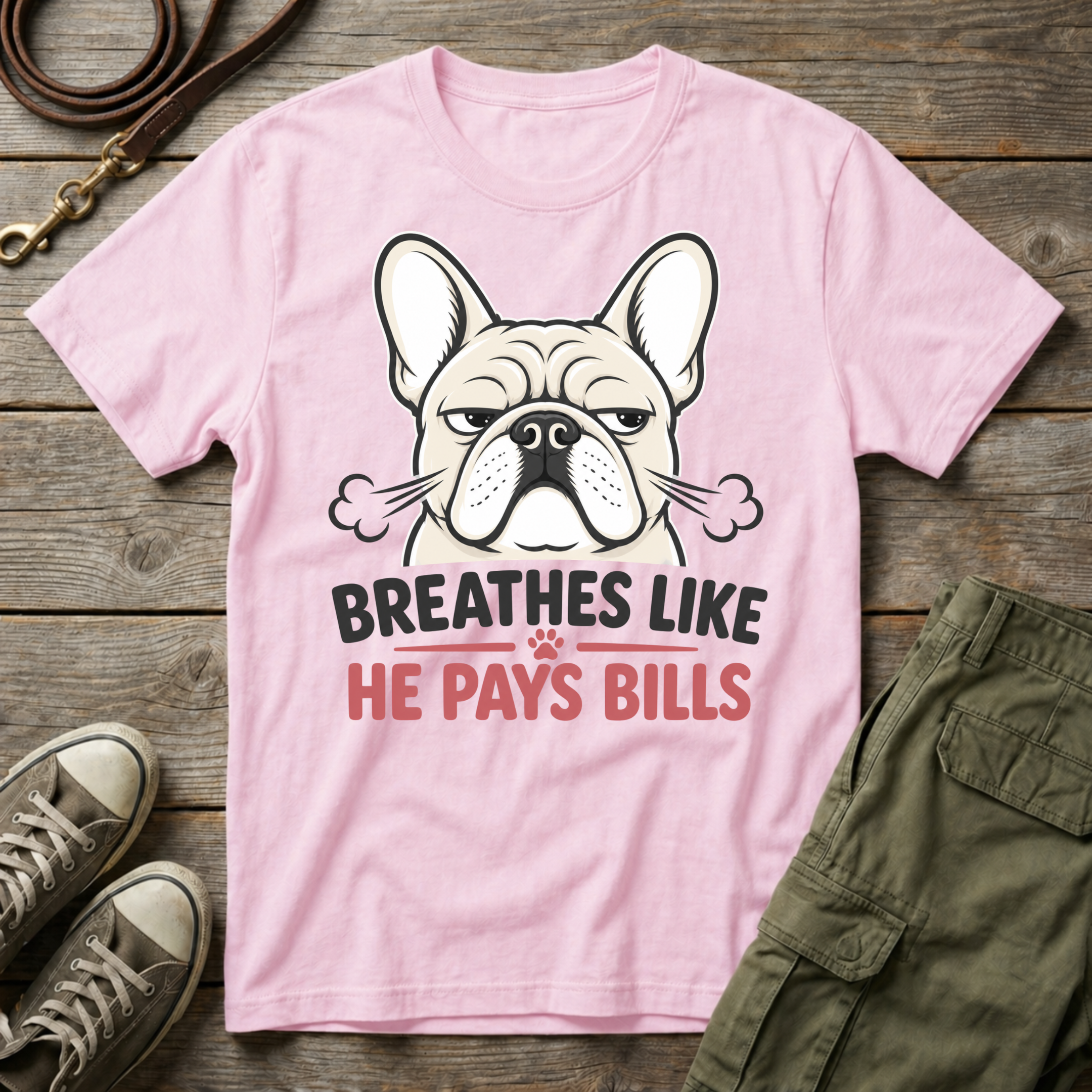 Frenchie Breathes Like Pays Bills T-Shirt