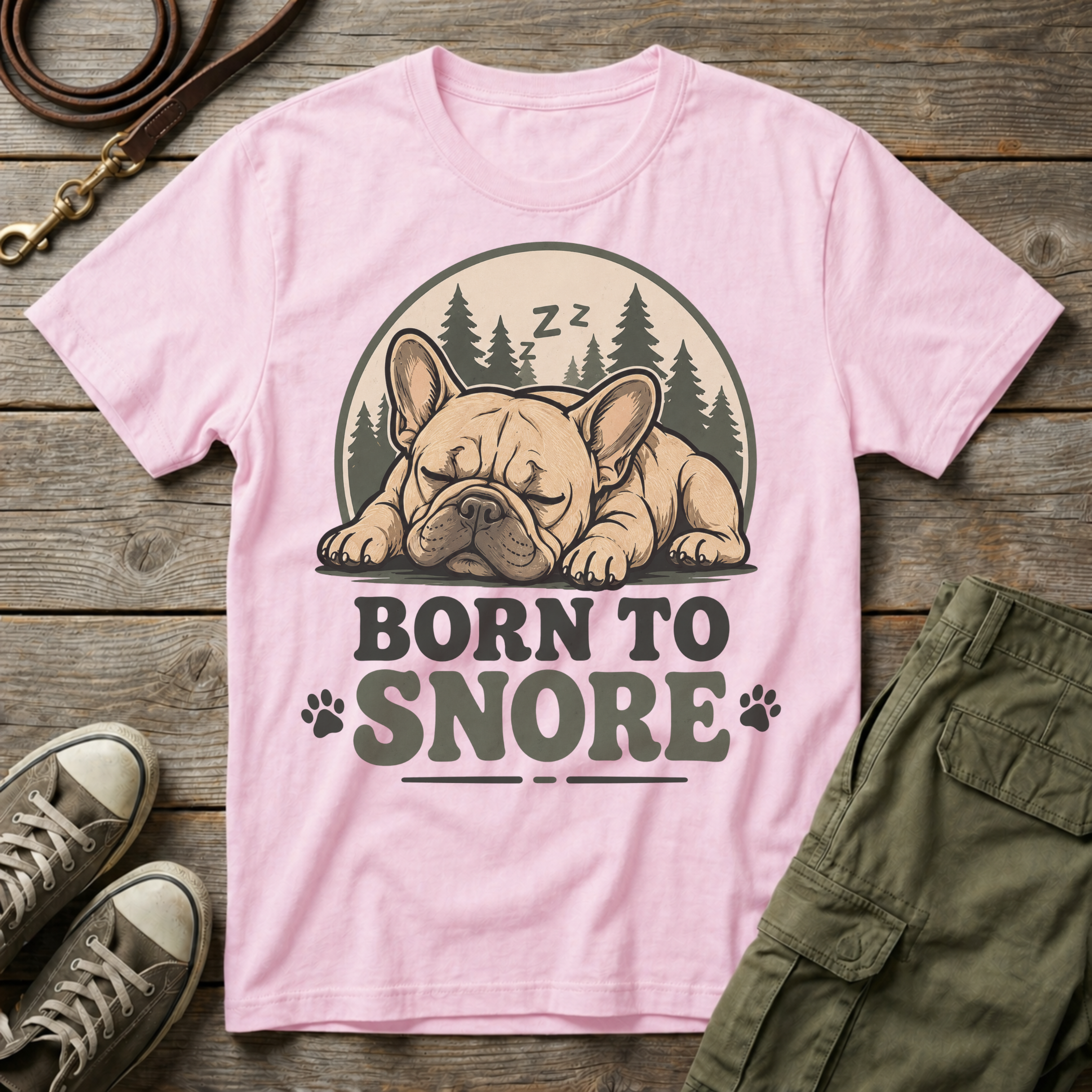Outdoor Frenchie Born To Snore T-Shirt