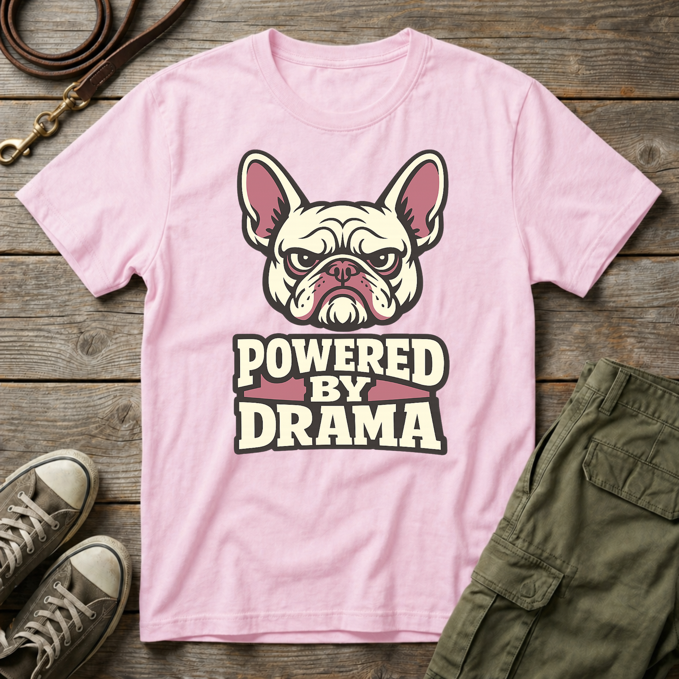 Frenchie Powered By Drama T-Shirt