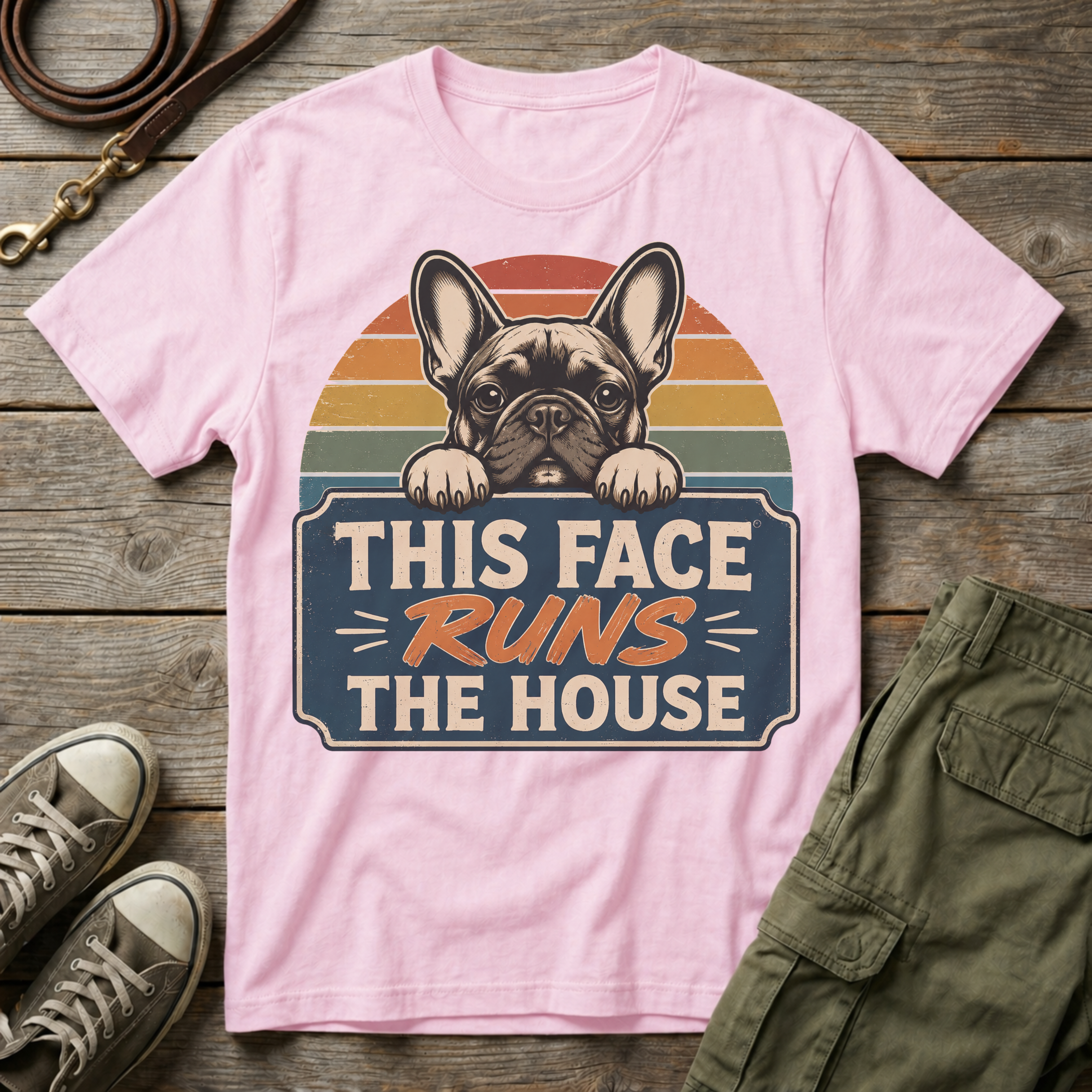 Sunset Frenchie Runs The House T-Shirt