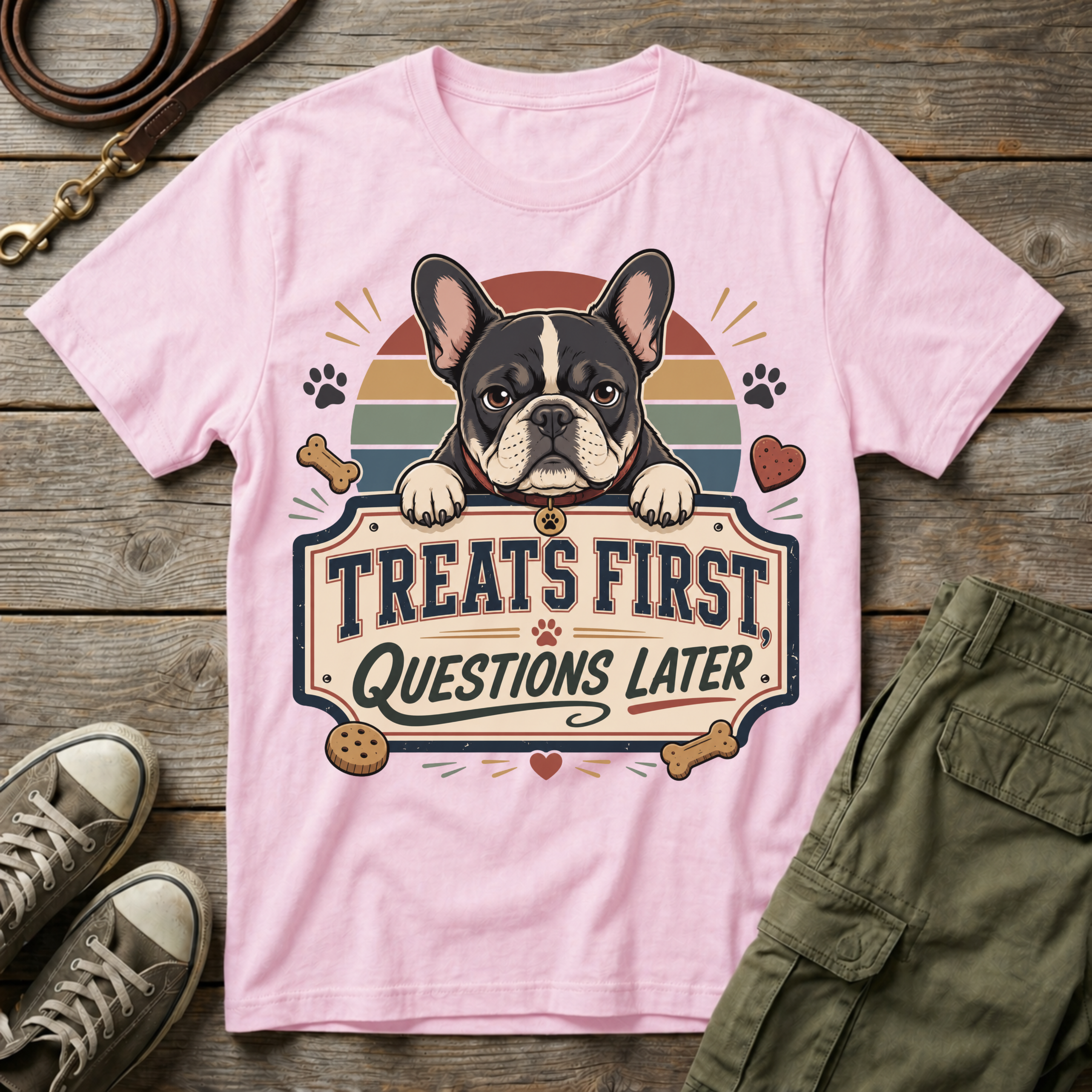 Frenchie: Treats First T-Shirt