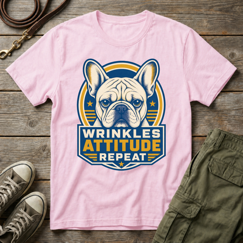 Frenchie Wrinkles Attitude T-Shirt