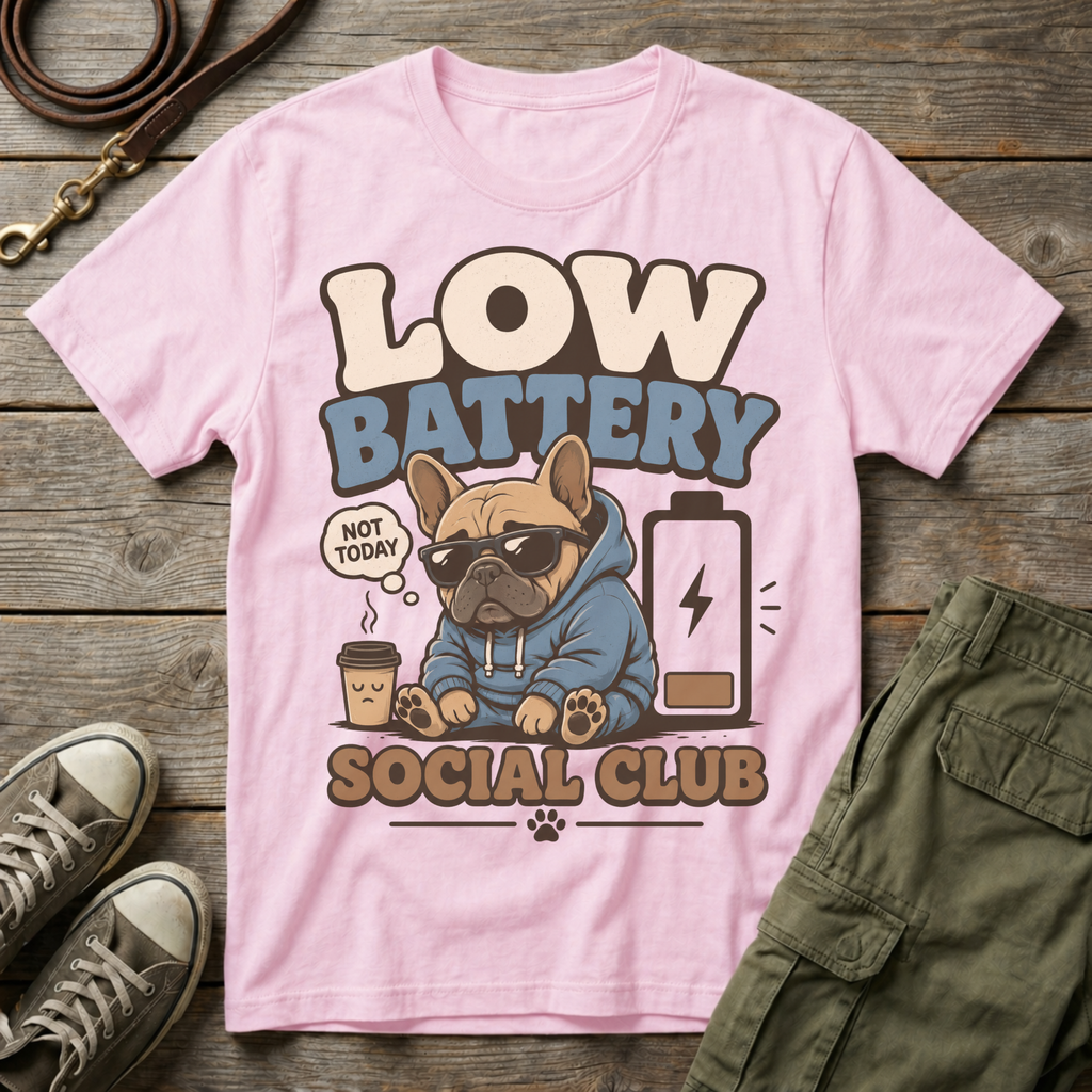 Frenchie Low Battery Social Club T-Shirt