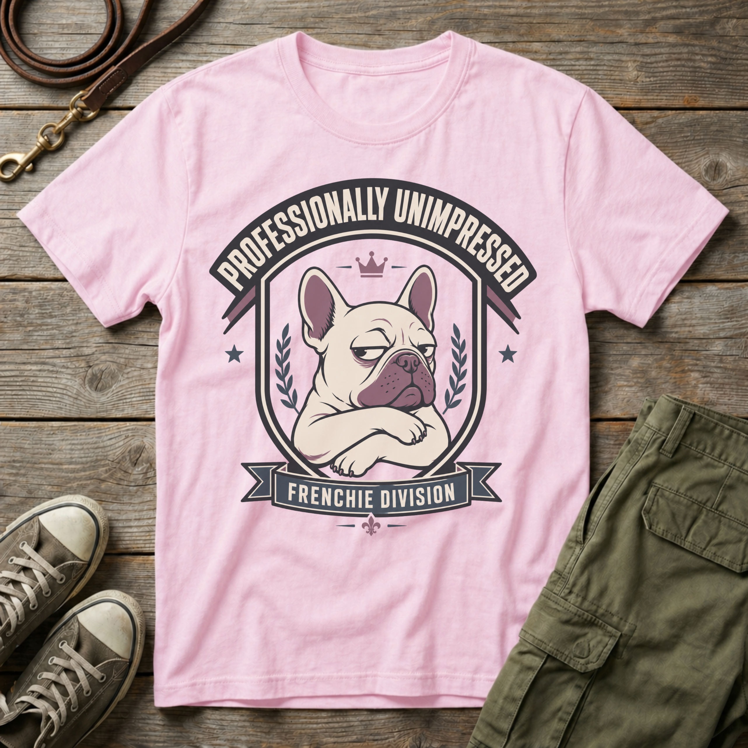 Professionally Unimpressed Frenchie Division T-Shirt