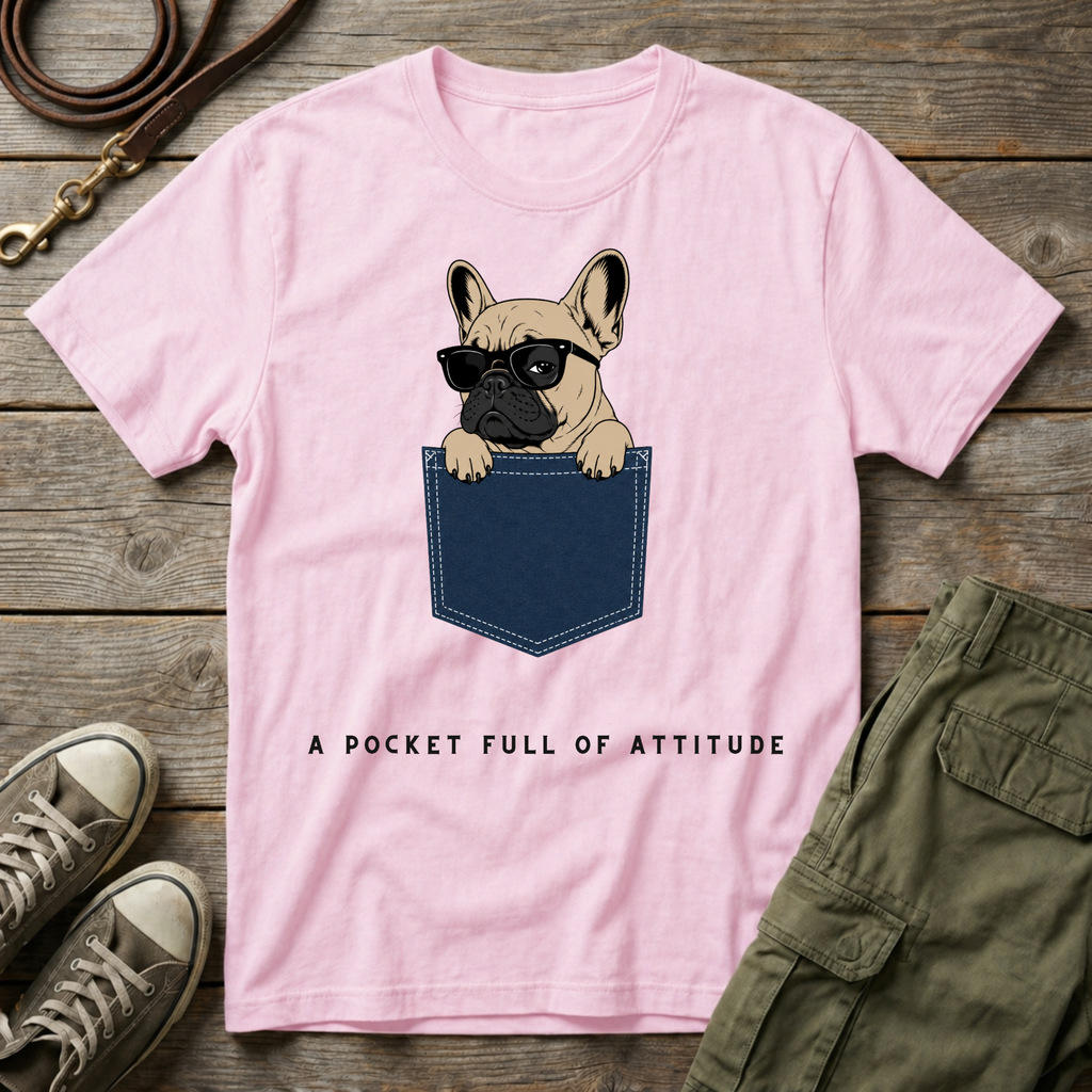 Frenchie Pocket Attitude T-Shirt