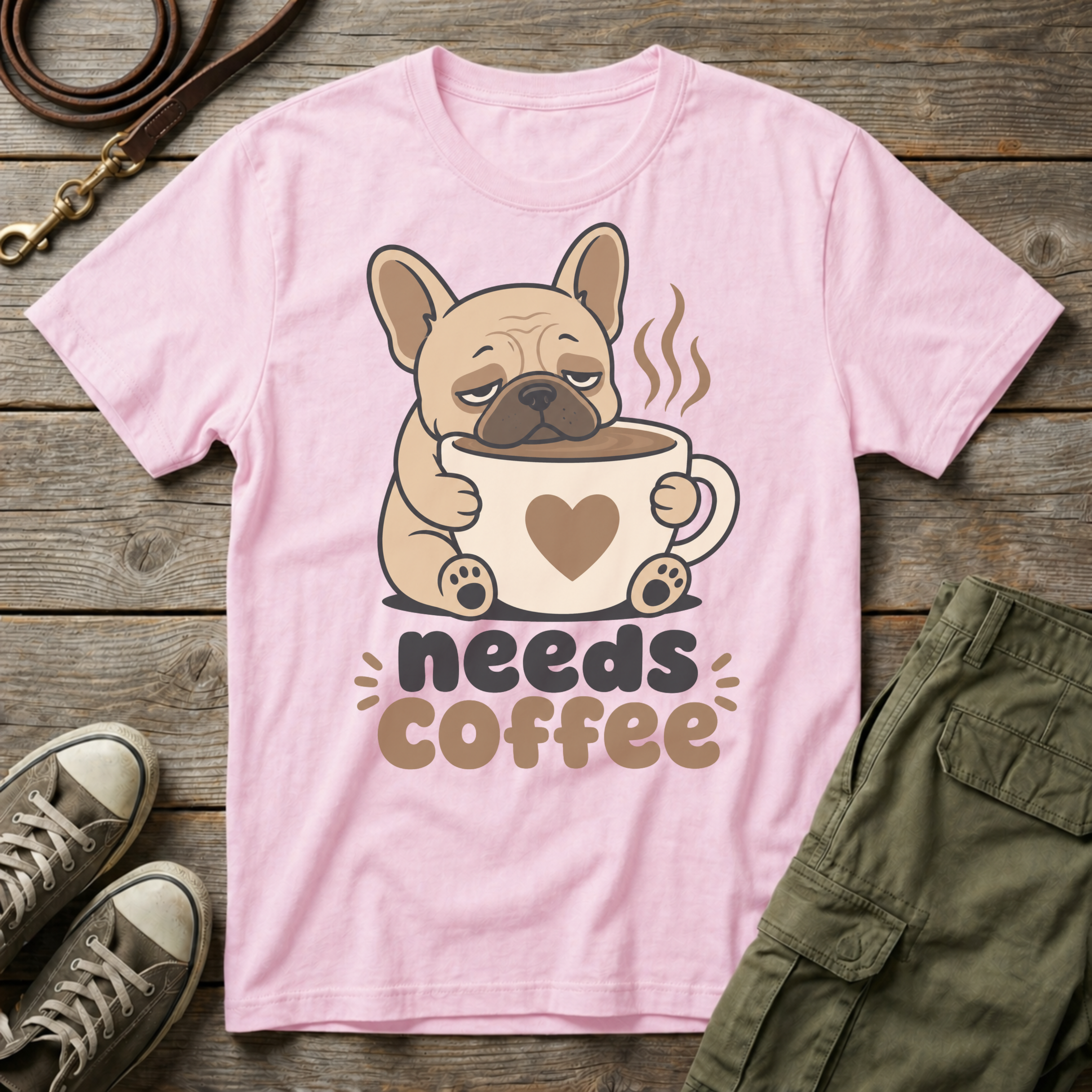 Frenchie Needs Coffee T-Shirt