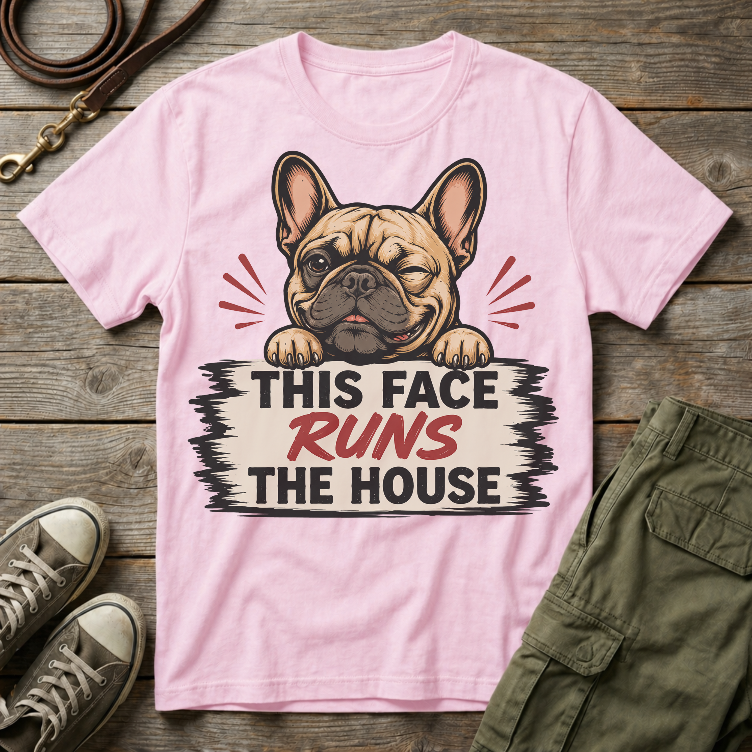 Frenchie Face Runs The House T-Shirt
