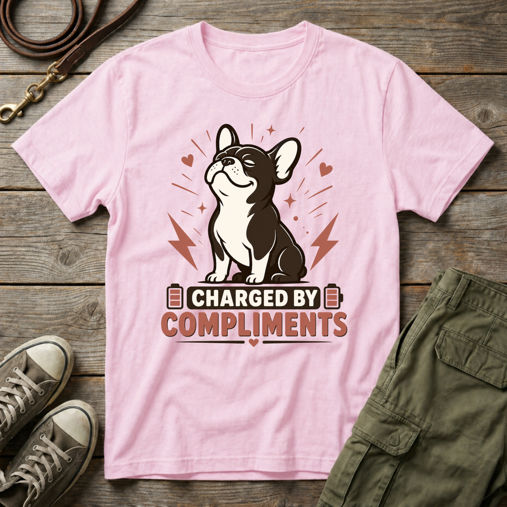 Frenchie Charged By Compliments T-Shirt