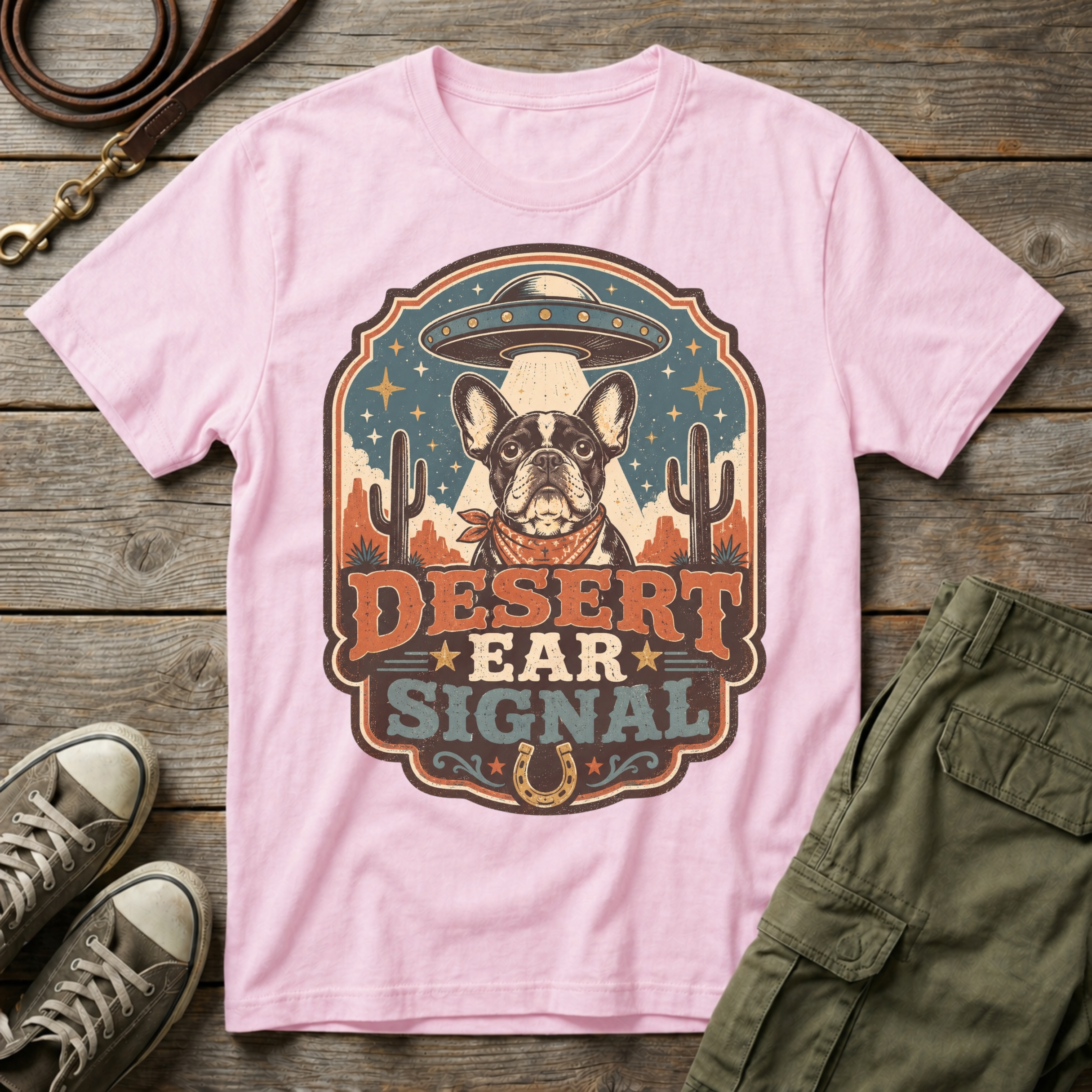 Frenchie Desert Ear Signal T-Shirt