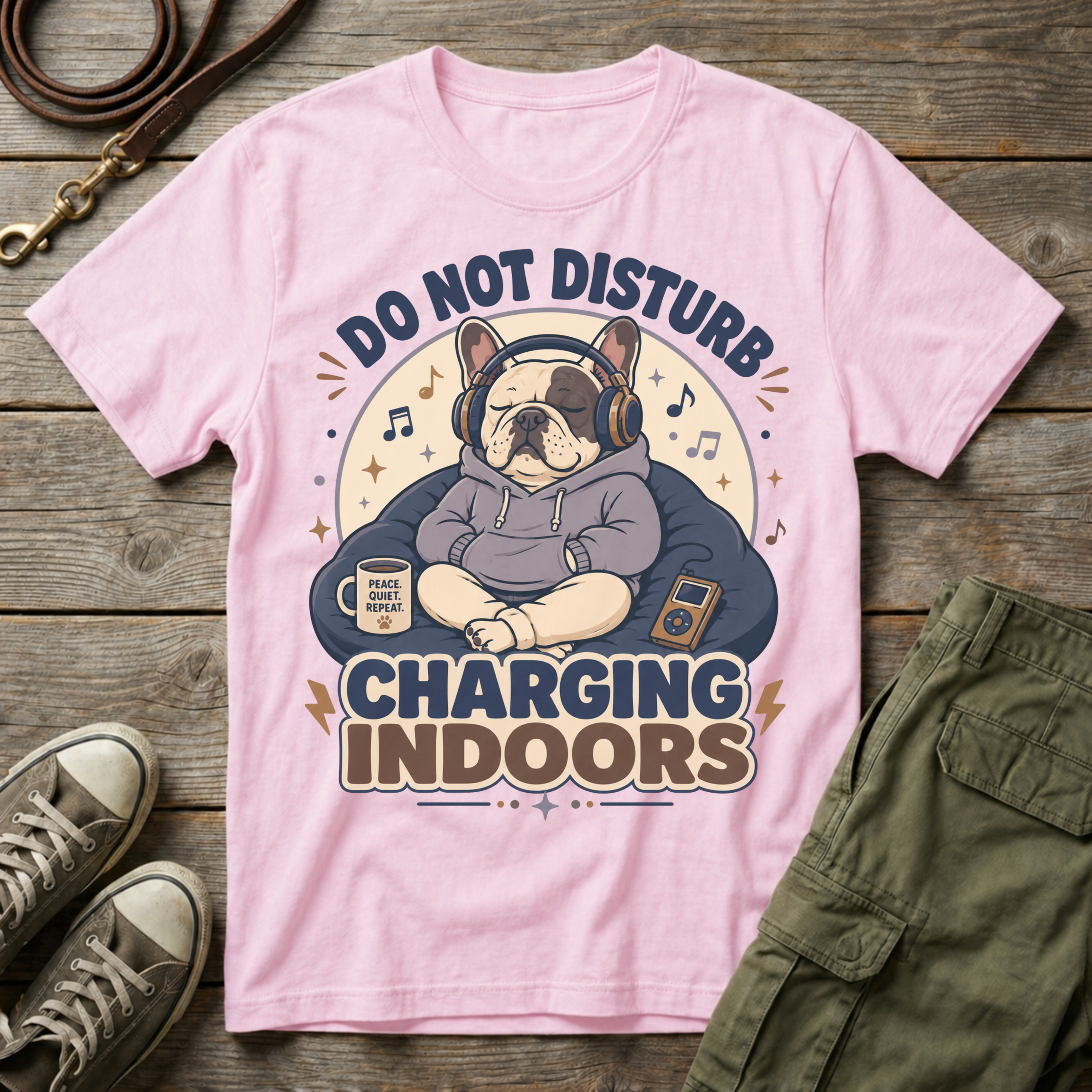 Frenchie Charging Indoors T-Shirt