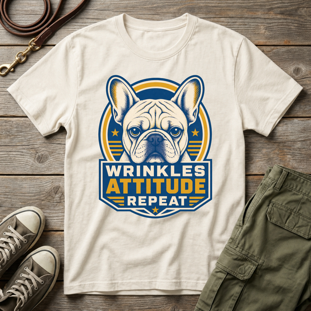 Frenchie Wrinkles Attitude T-Shirt