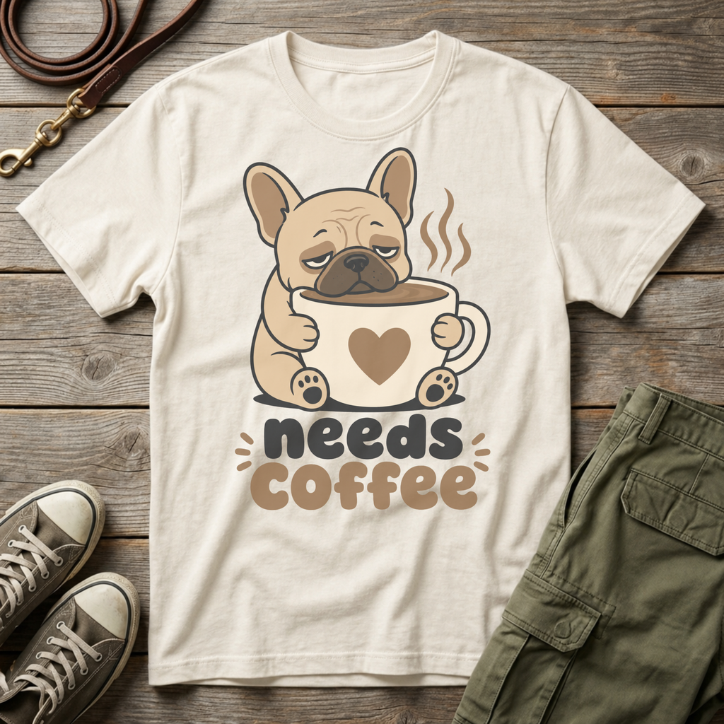 Frenchie Needs Coffee T-Shirt