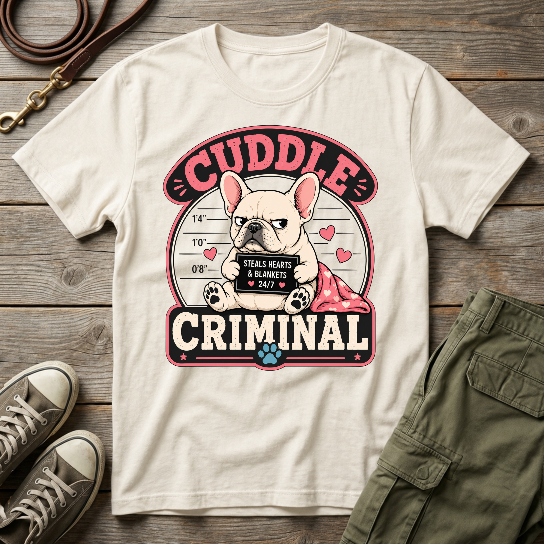 Frenchie Cuddle Criminal T-Shirt