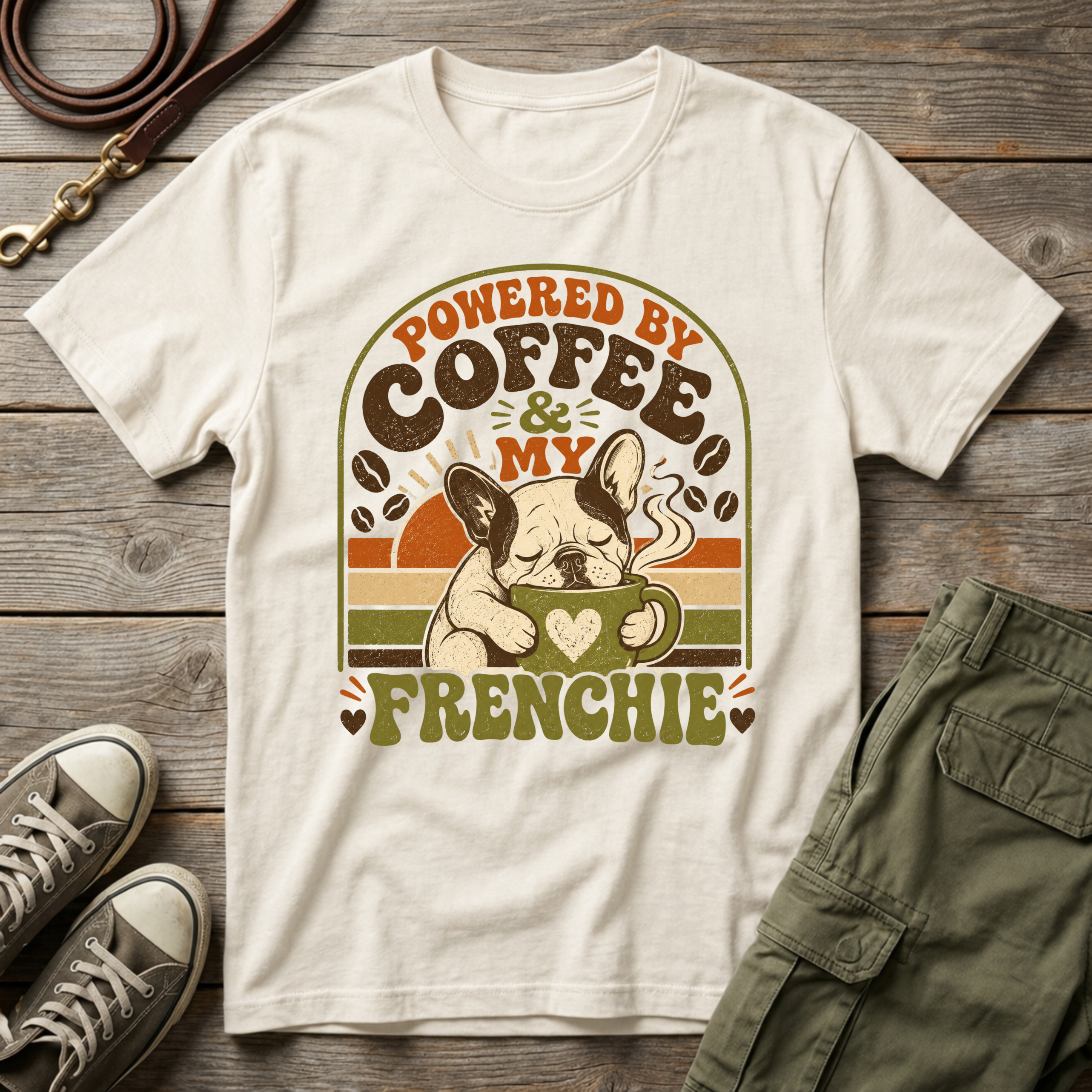 Powered By Coffee & Frenchie T-Shirt