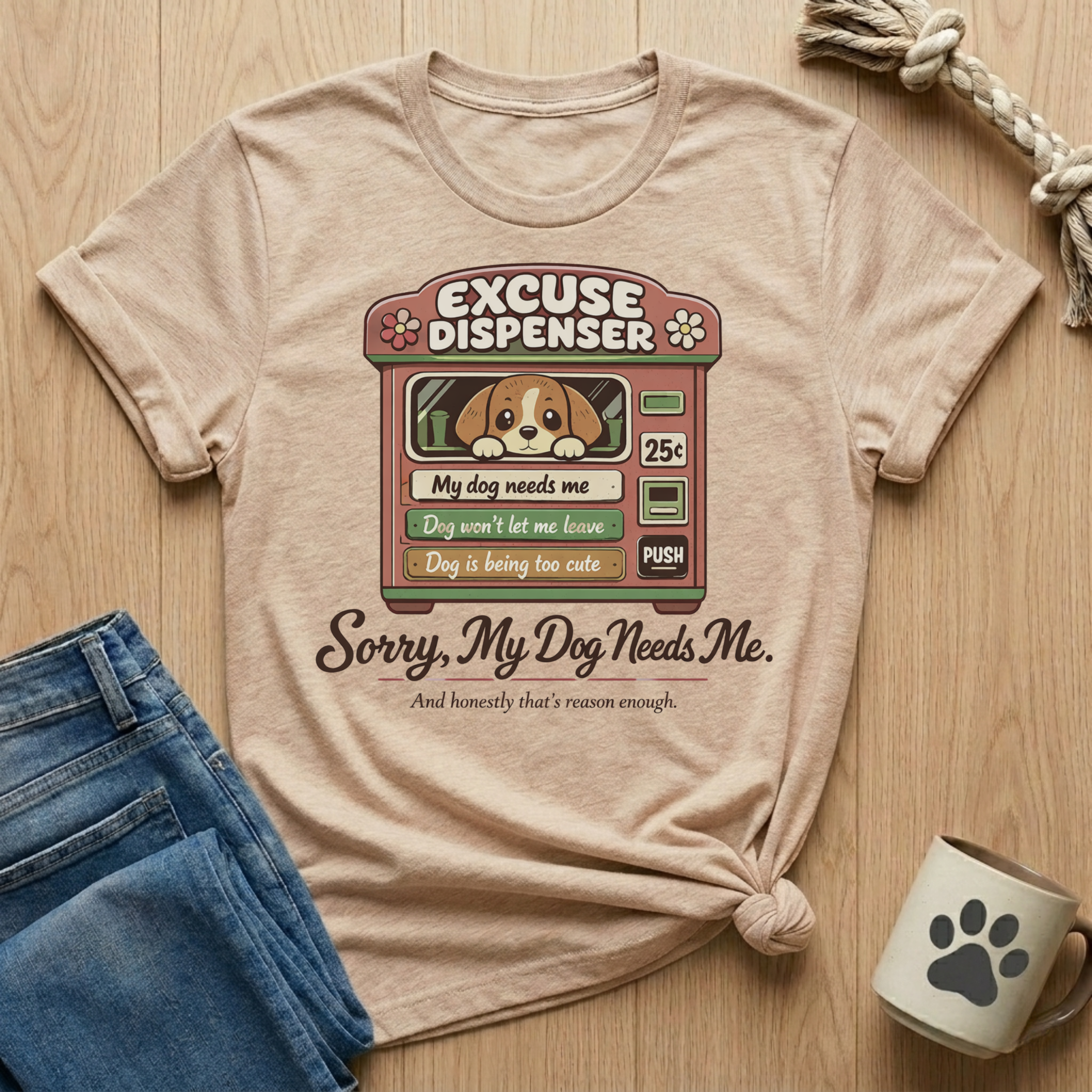 Excuse Dispenser - Sorry My Dog Needs Me T-Shirt