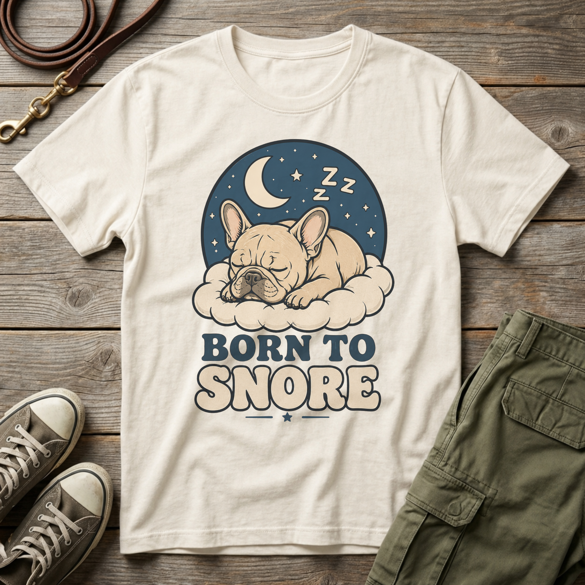 Frenchie Born To Snore Moonlight T-Shirt