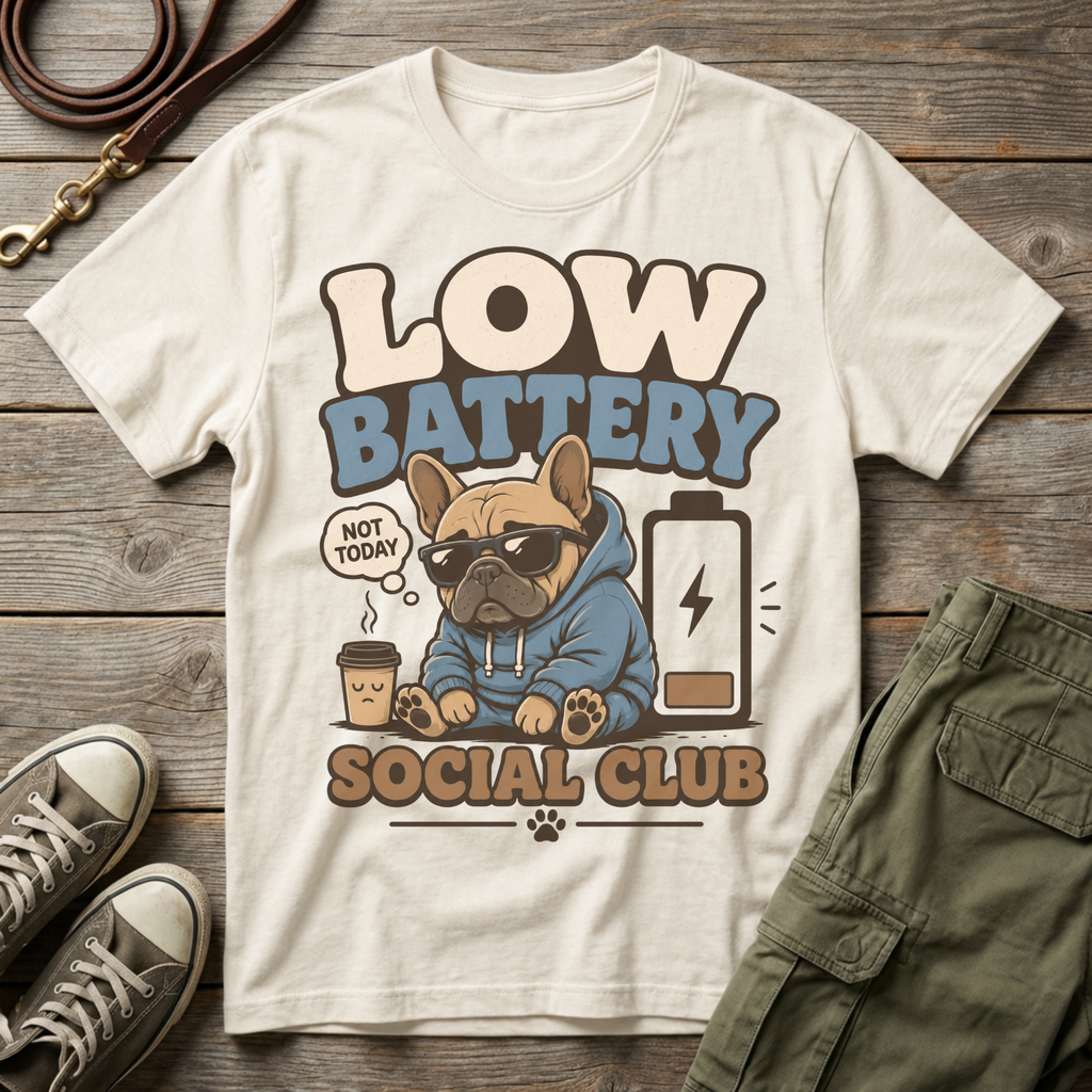 Frenchie Low Battery Social Club T-Shirt
