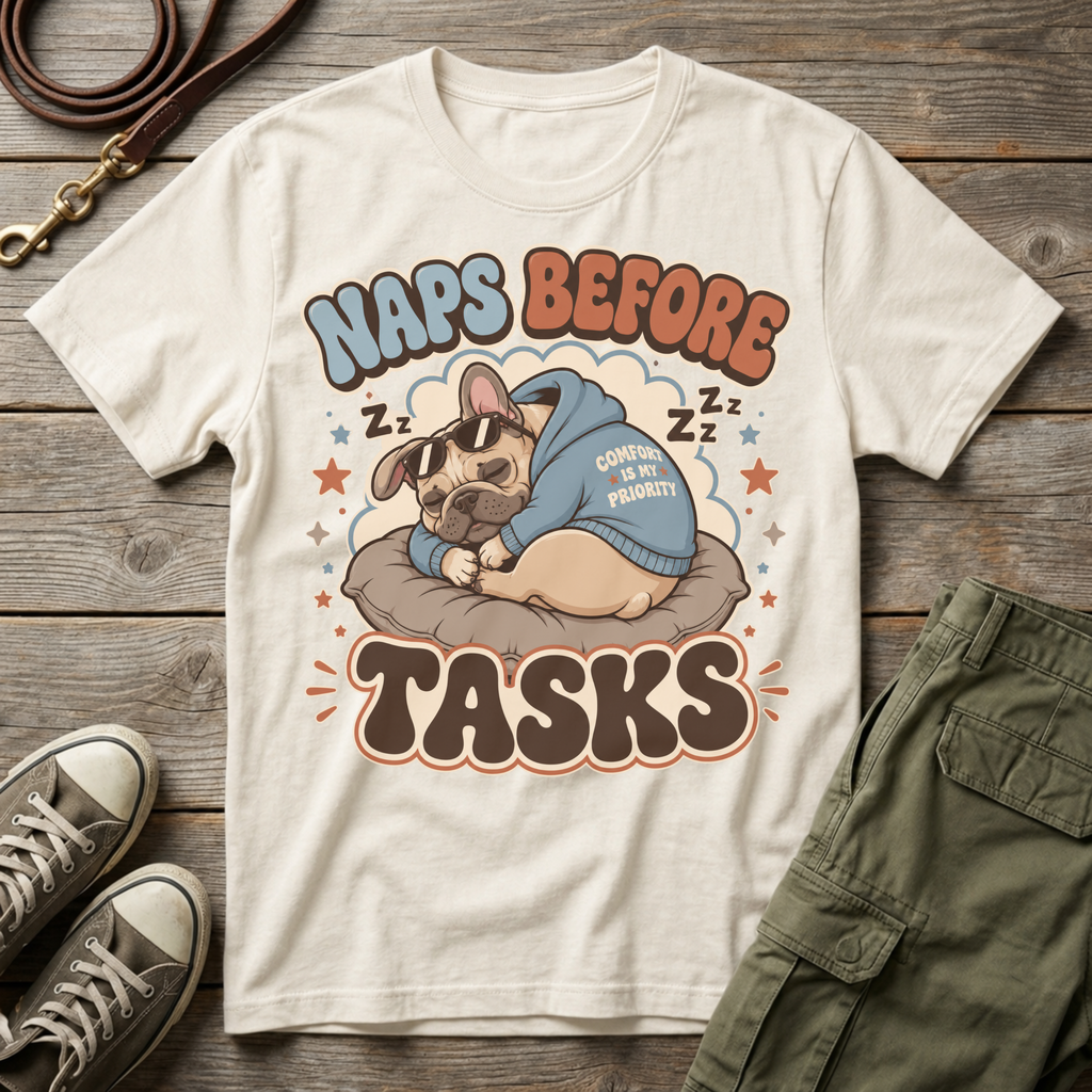Frenchie Naps Before Tasks T-Shirt