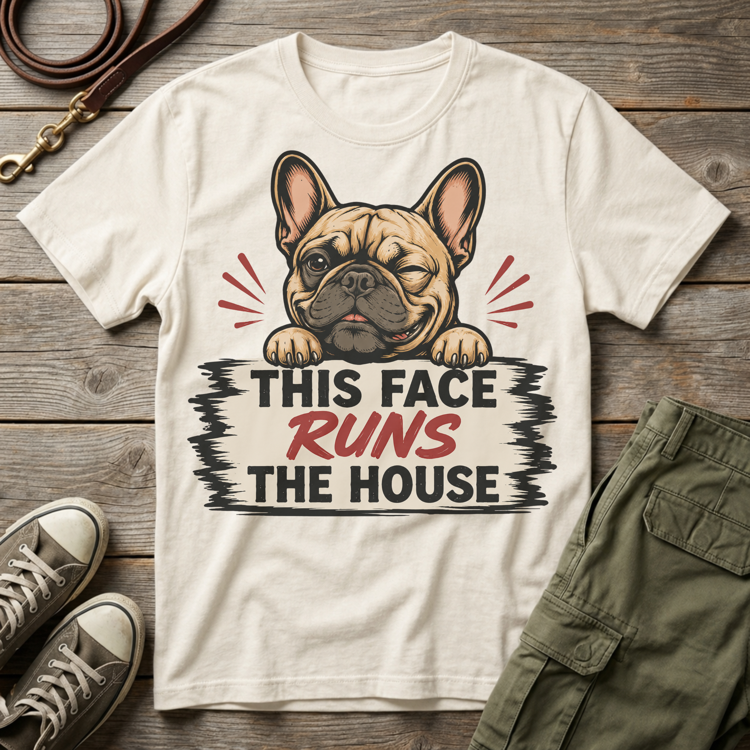 Frenchie Face Runs The House T-Shirt