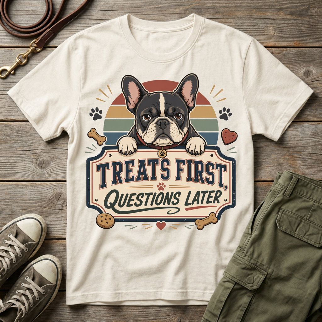 Frenchie: Treats First T-Shirt