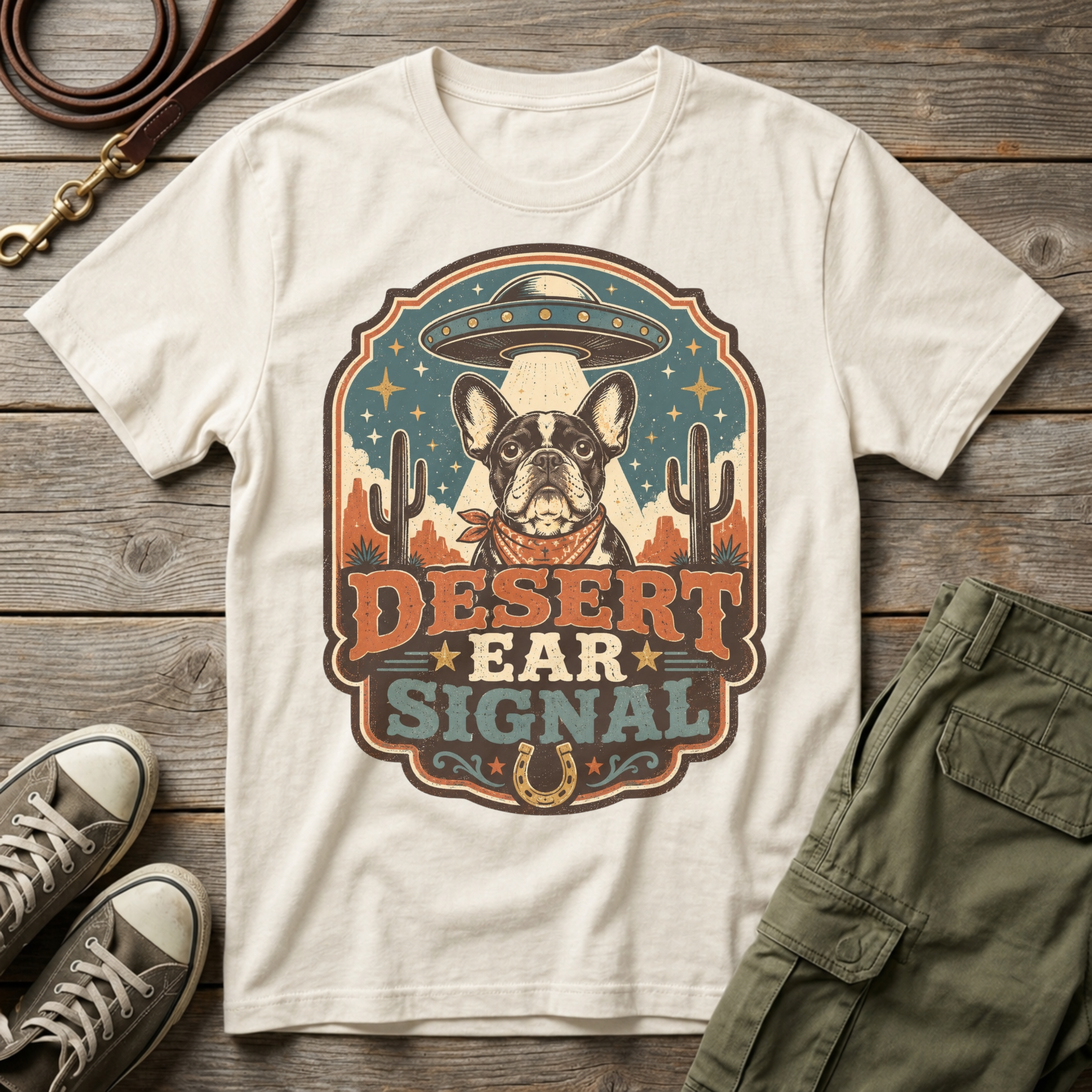 Frenchie Desert Ear Signal T-Shirt